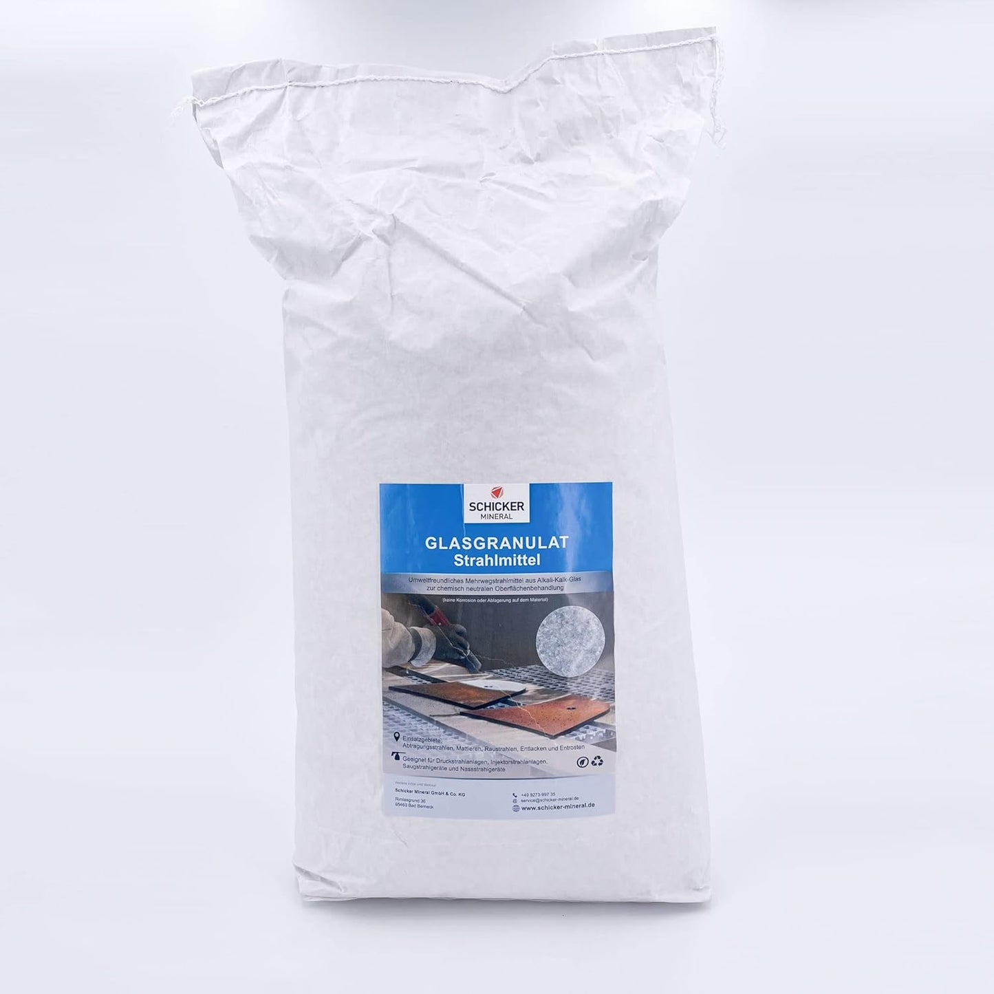 Mineral Glasgranulat Strahlmittel 25 kg, Glasgranulat 400-1400 µm