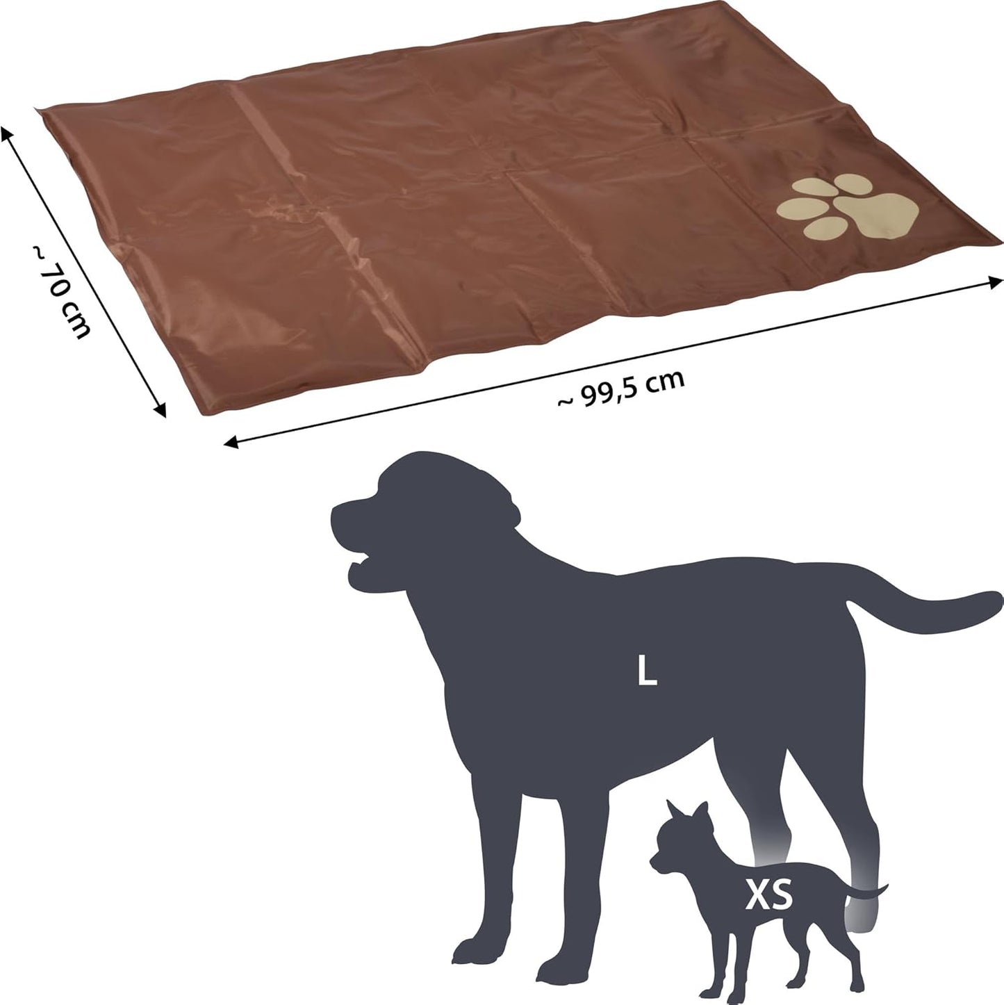 Selbstkühlende Hundematte mit Pfotenmuster, Braun