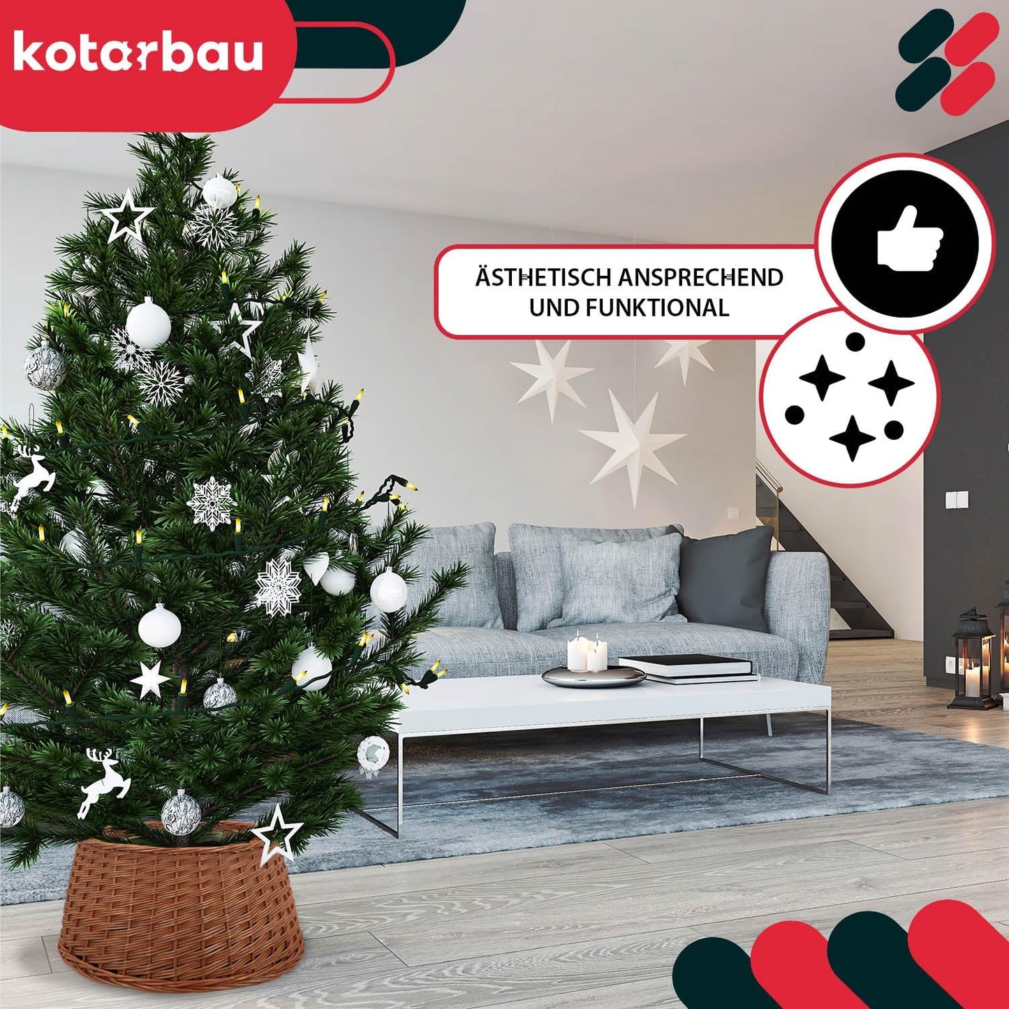 Weihnachtsbaumkorb, Naturfarbe / Ø 60 cm