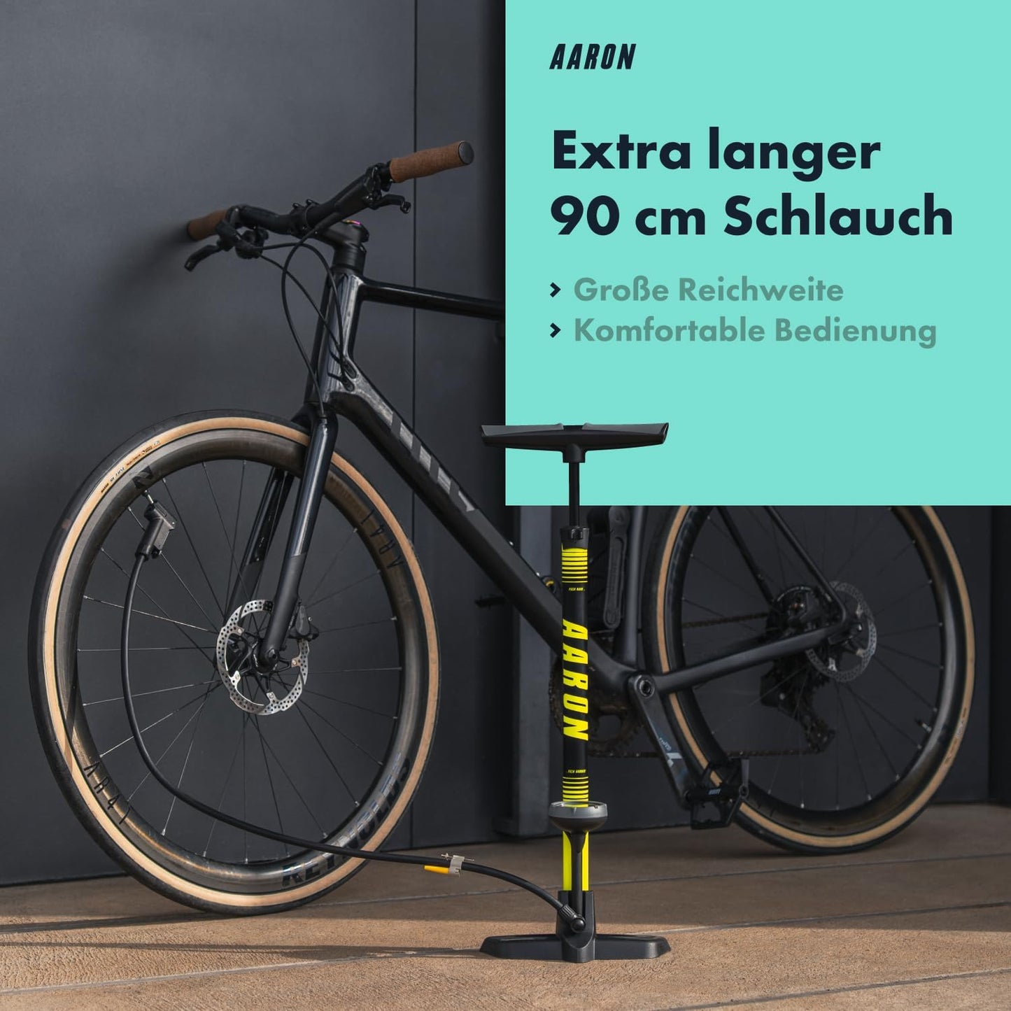 Standpumpe mit Manometer, Gelb V3