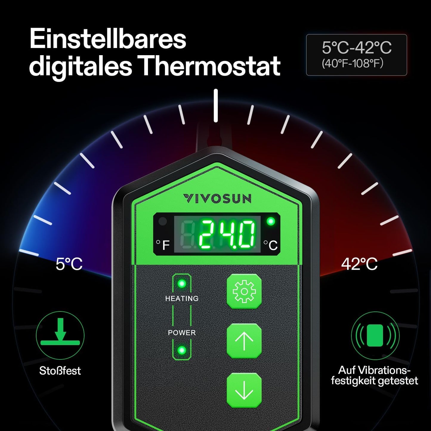 Heizmatte mit Digitalem Thermostat für Pflanzen, 10"x20" Mit Thermostat