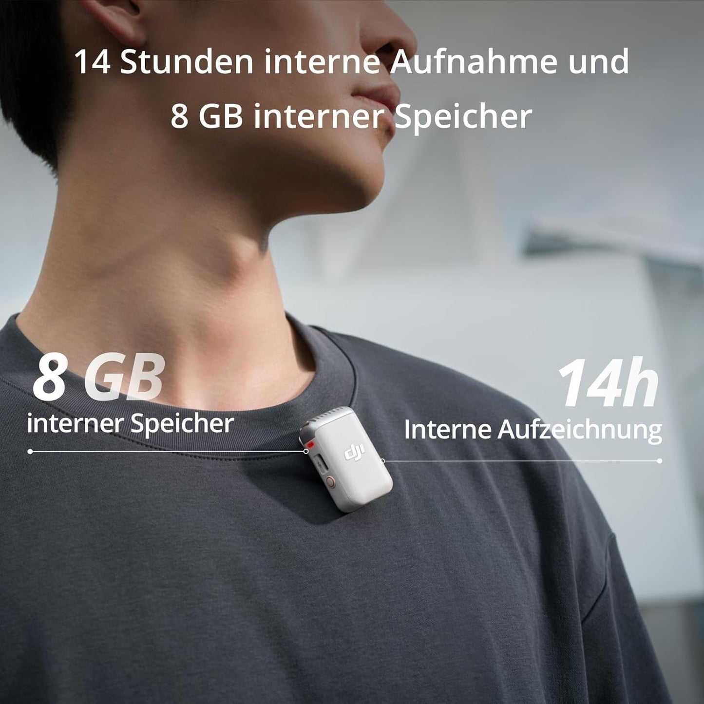 Kabelloses Mikrofon mit intelligenter Rauschunterdrückung, Mic 2-Sender (Perlweiss)