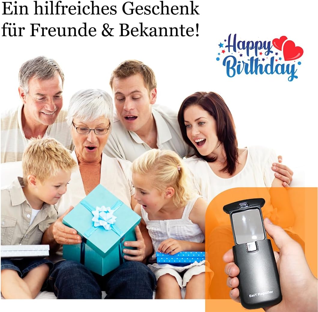 Taschenlupe mit LED-Licht, Jet Black