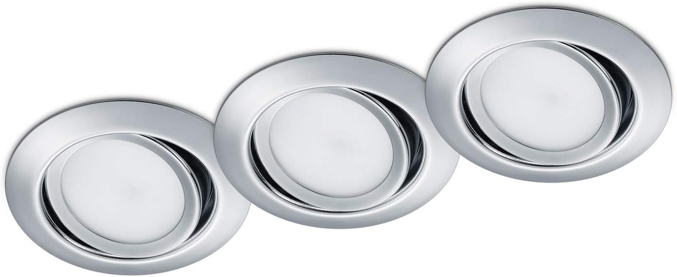 3er-Set LED-Einbauleuchten Rila, rund 3er Chrom