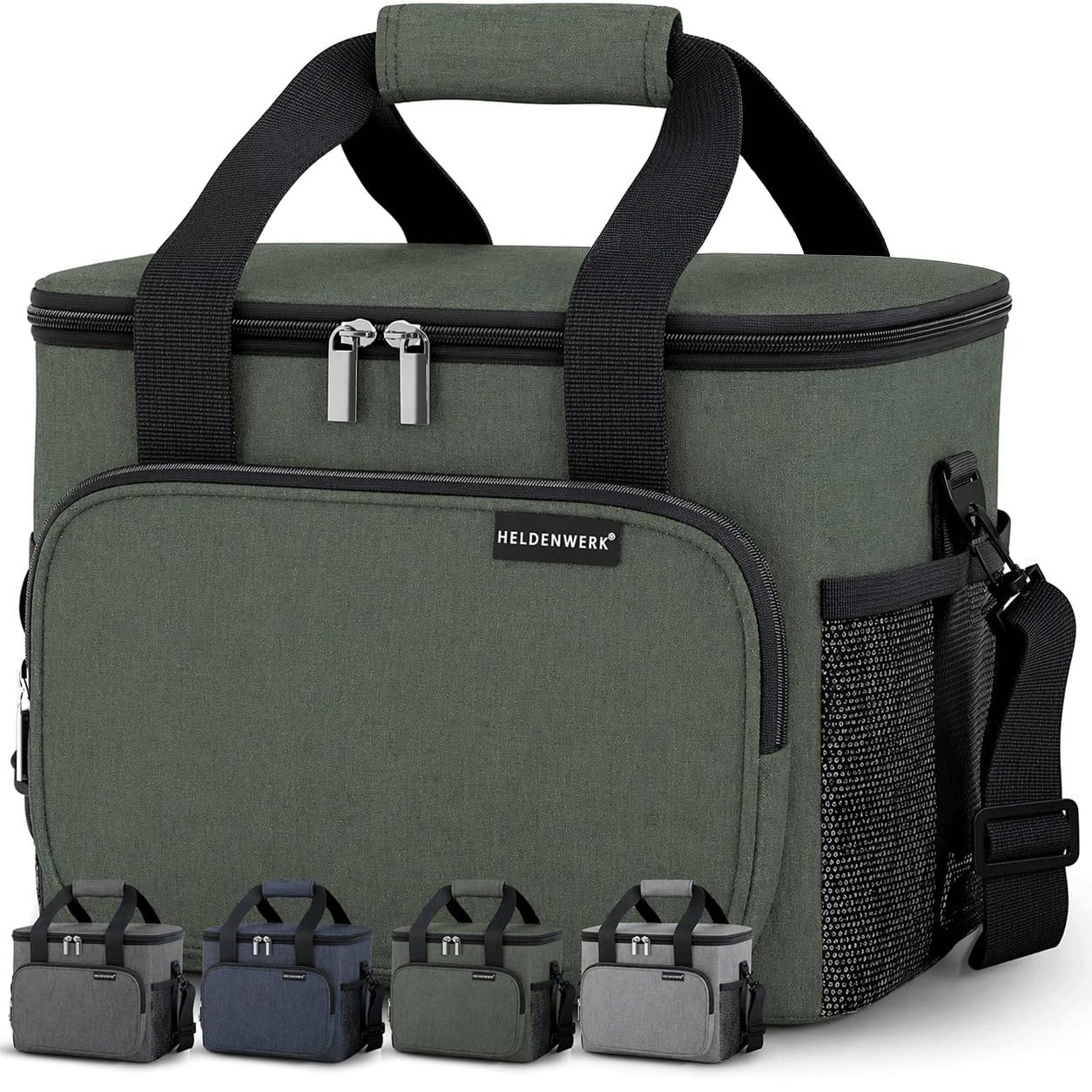 Faltbare Kühltasche mit Flaschenöffner & verstärktem Boden, Olivgrün 30L