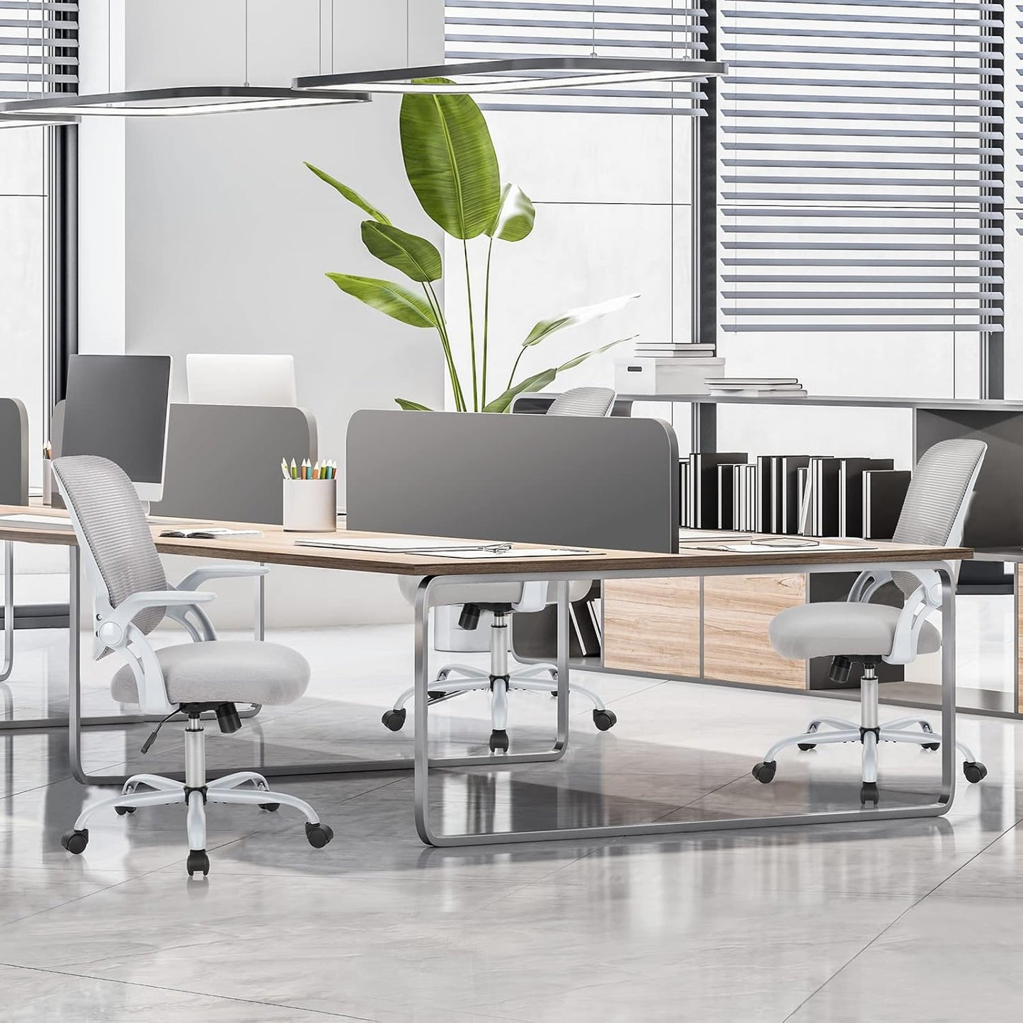 Ergonomischer Bürostuhl mit Lendenwirbelstütze, höhenverstellbar, Verstellbare Armlehnen-gray