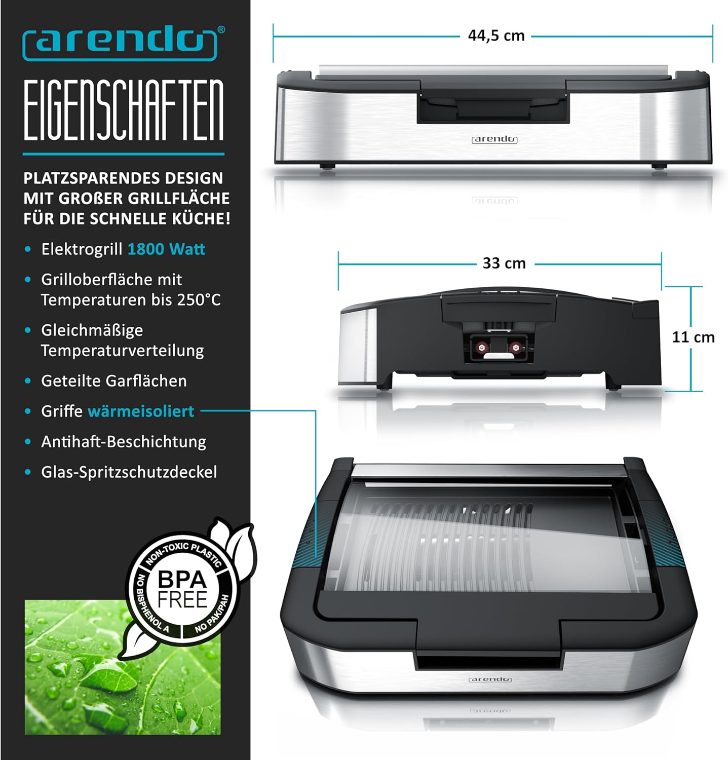 Gourmet Tischgrill - Elektrogrill mit Glasabdeckung