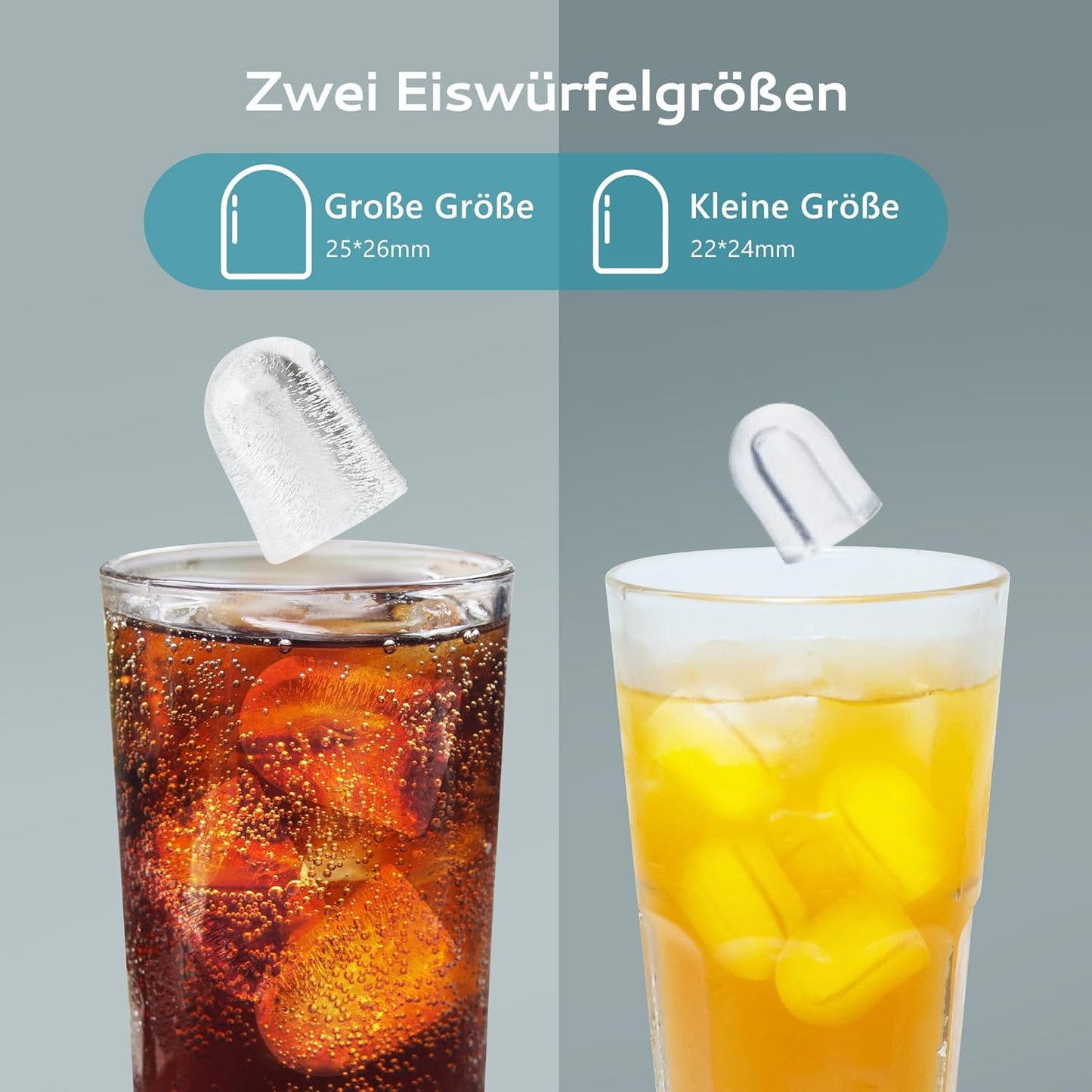Eiswürfelmaschine, 1.2L, Schwarz-12kg