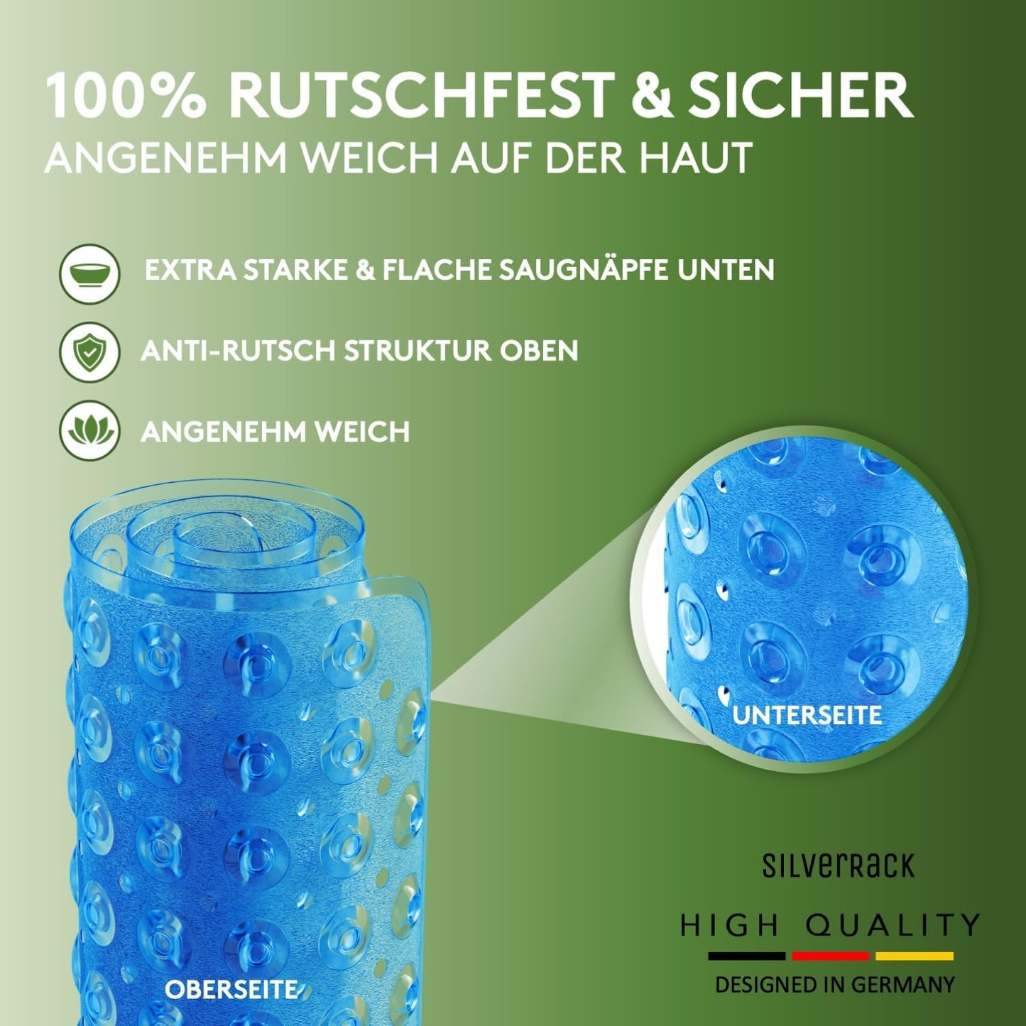 Rutschfeste Duschmatte, 53 x 53 cm (Quadratisch) Blau