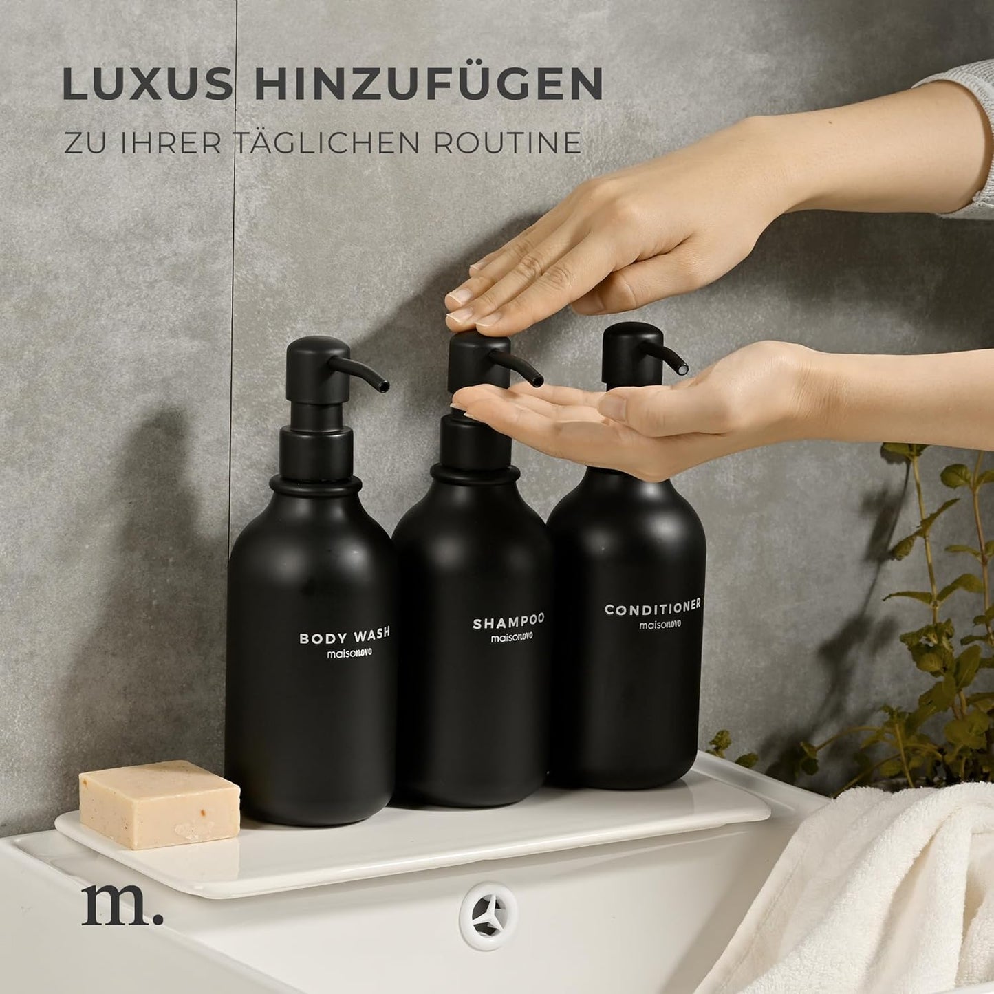 Nachfüllbare Shampoo- und Duschgelspender, 3er-Set, Schwarz X 3