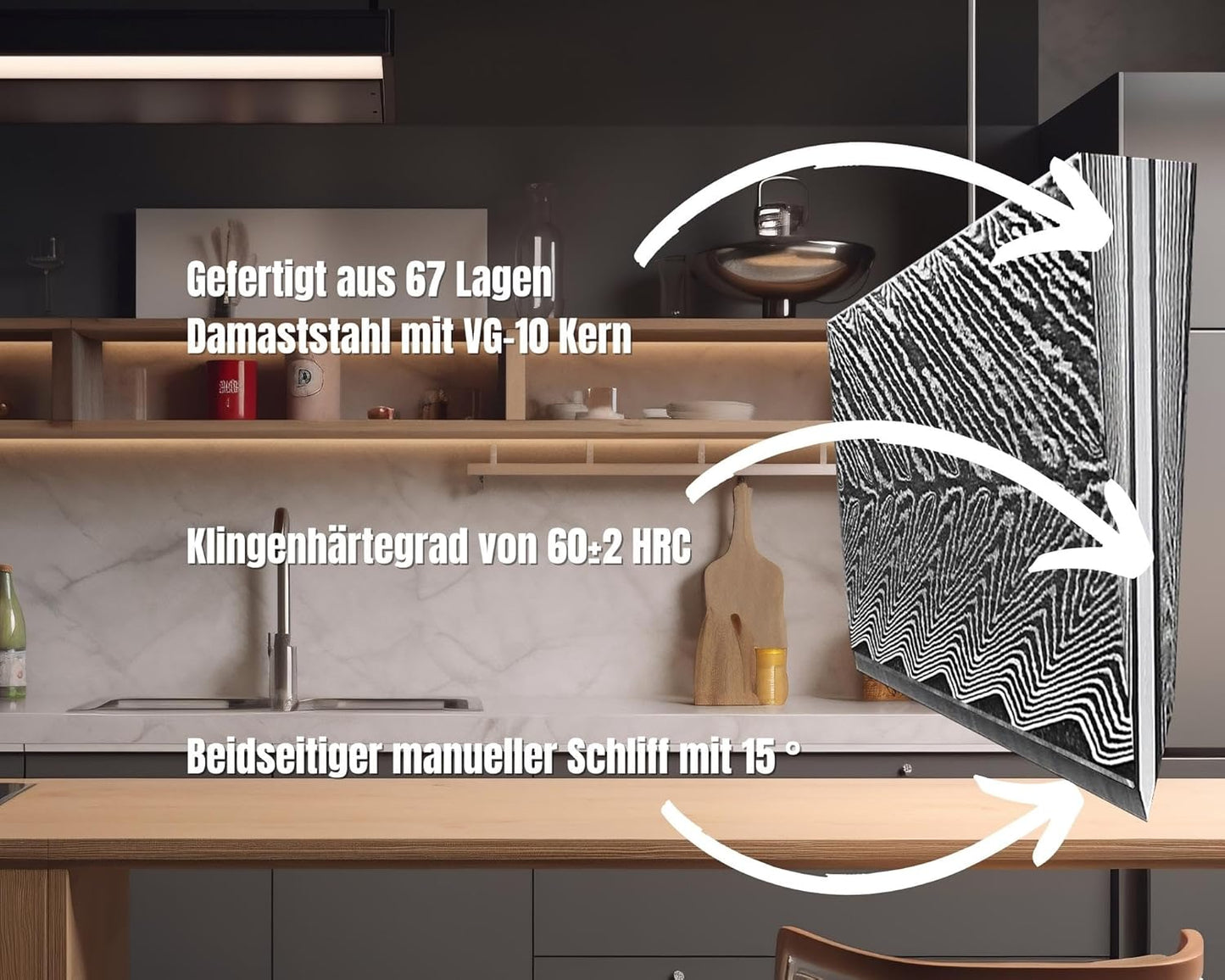 6-teiliges Küchenmeser-Set, Culinary Sycamore