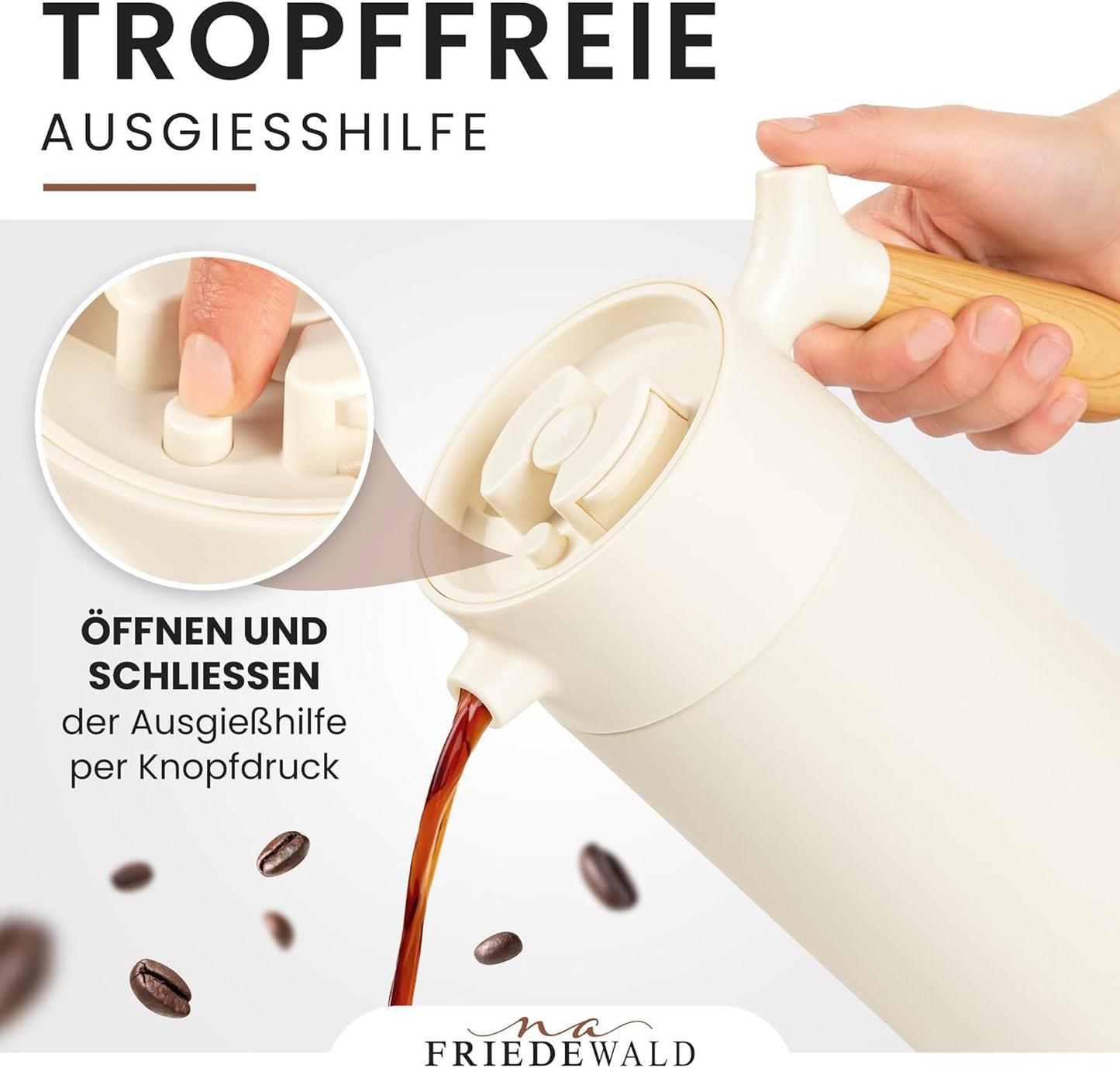 Thermo French Press für Kaffee & Tee, Creme-beige