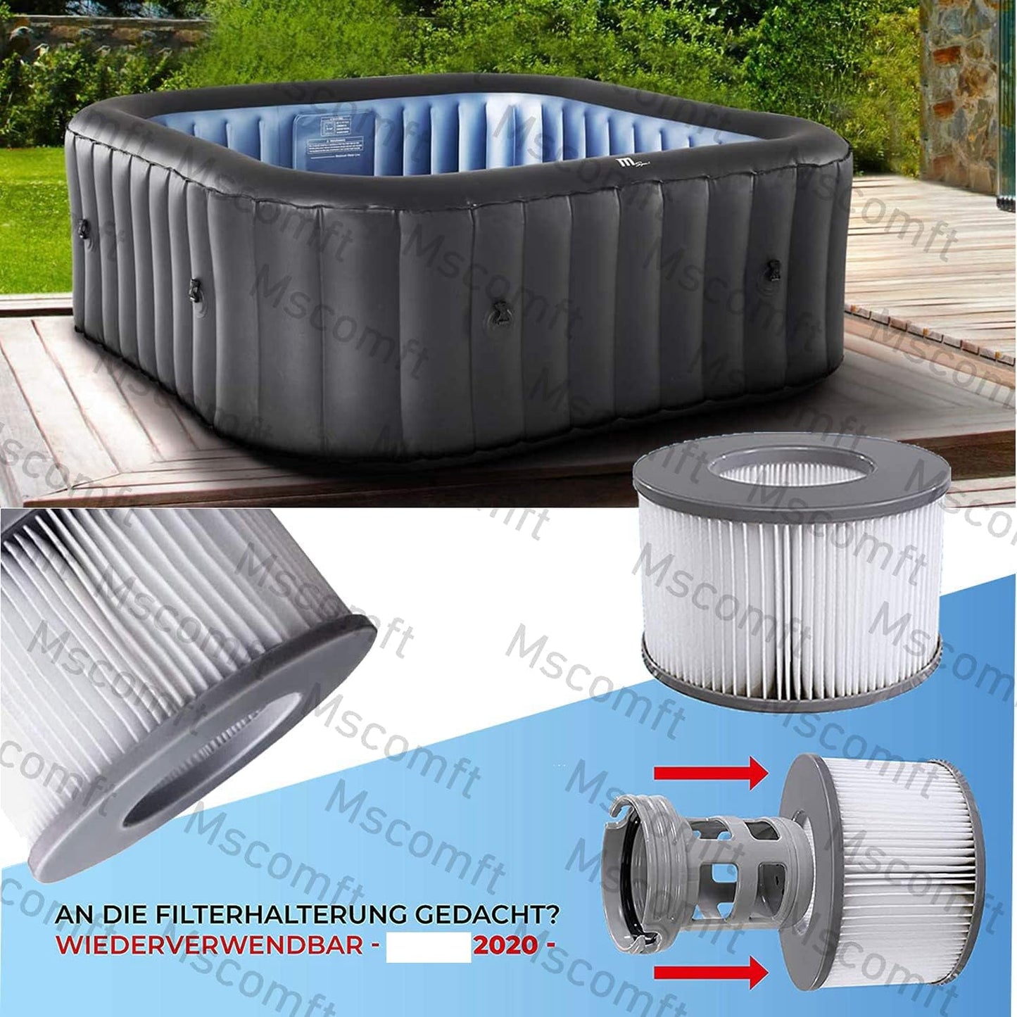 6er-Set Ersatzfilter für aufblasbare Pools, 6pcs