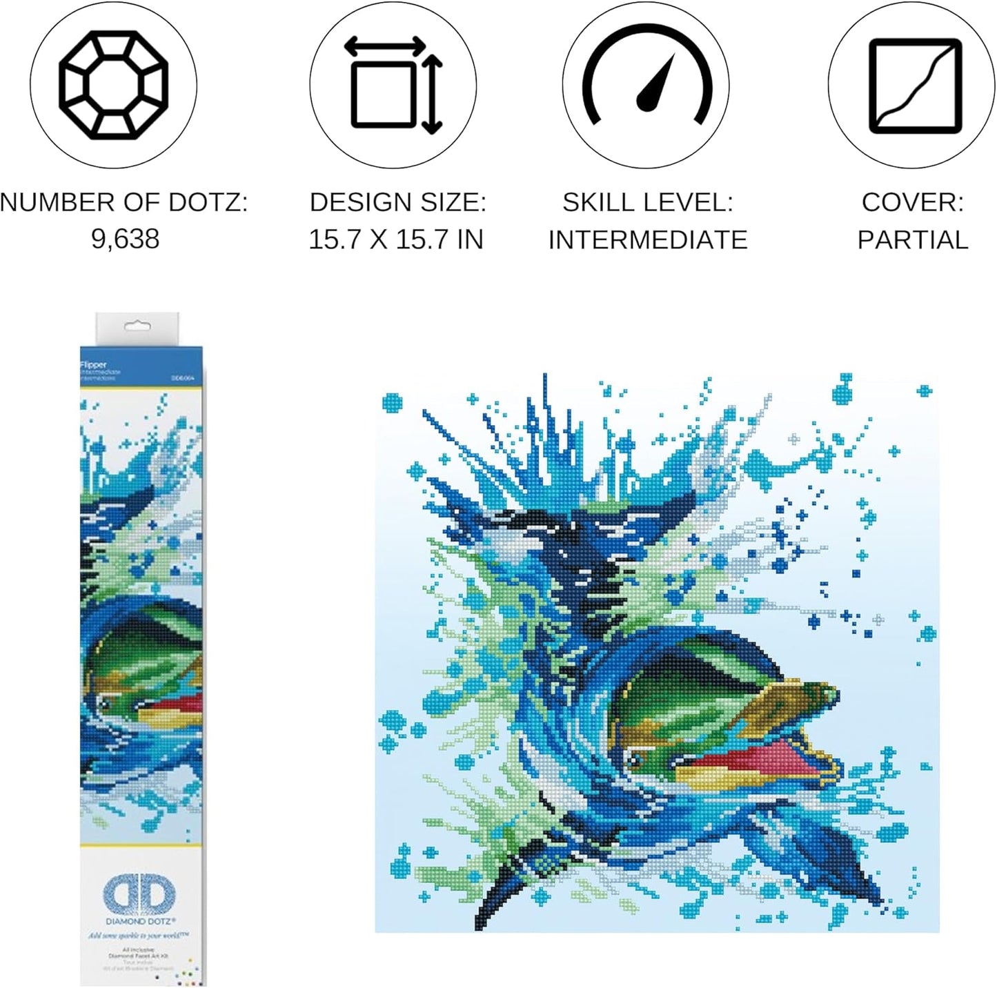 DD8.004 Diamond Painting Set Delfin Flipper, Delfin Flipper