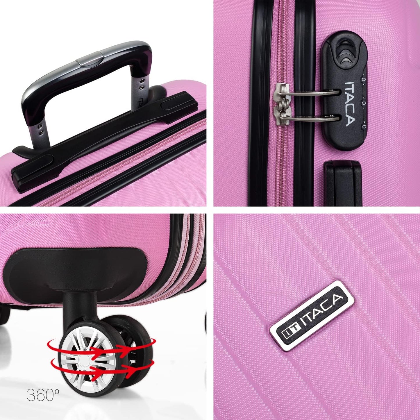 Trolley-Handgepäckkoffer mit Zahlenschloss, Rosa / 55 cm