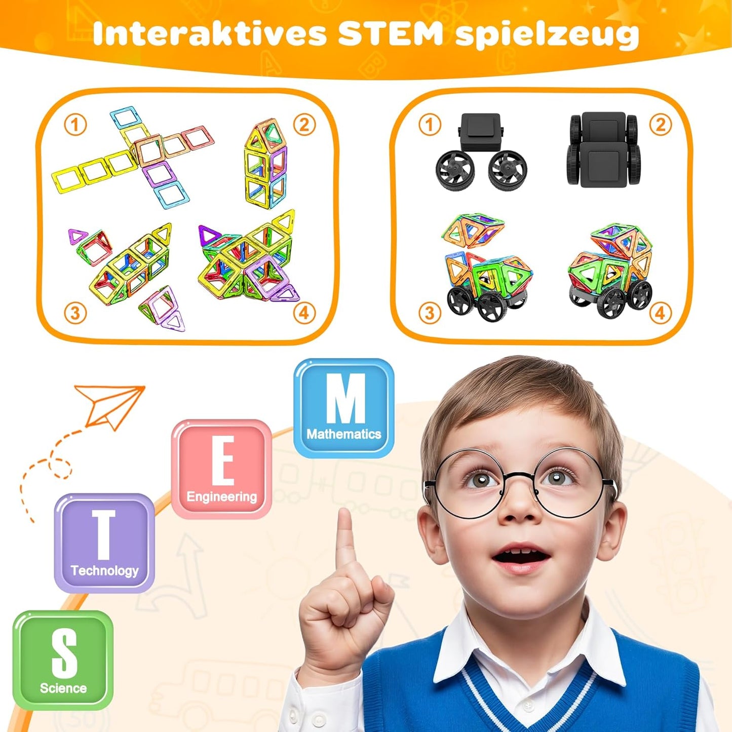Magnetische Bausteine-Set mit 136 Teilen, Mehreren Farben-136pcs