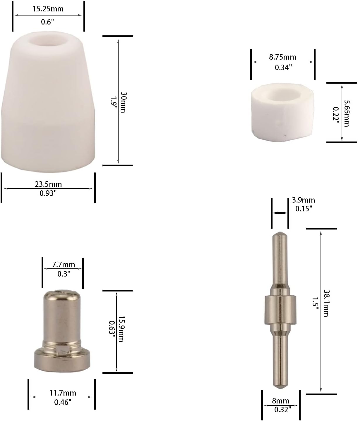 60-teiliges Verbrauchsmaterial-Set für Plasmaschneider, 60PCS Erweitert Vernickelt