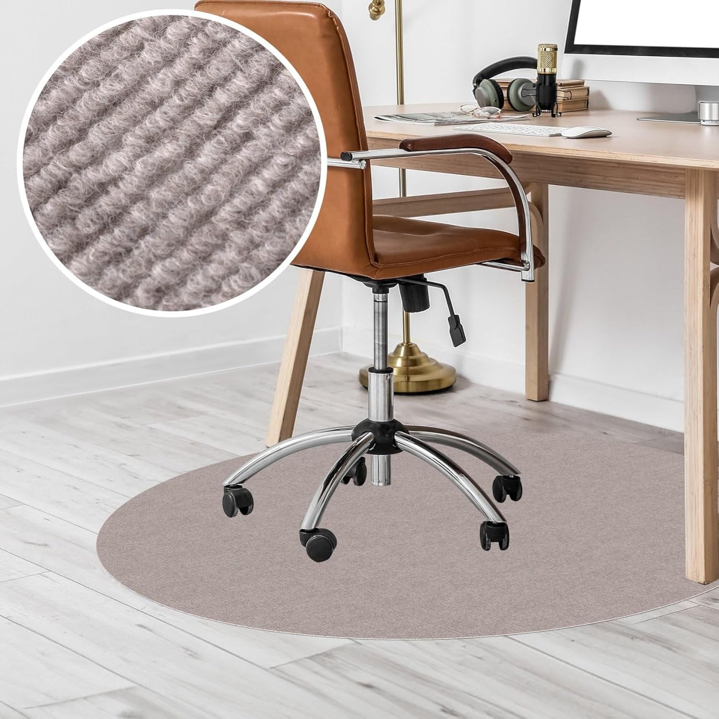 Runde Bodenschutzmatte für Bürostuhl, Rund 120 cm Beige