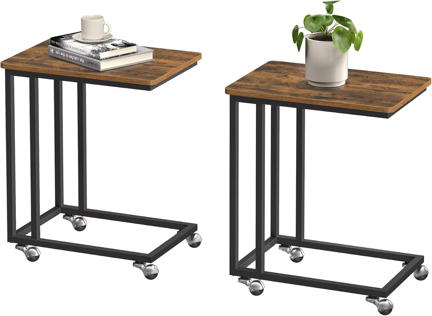 2er-Set Beistelltisch LCT644B01, 2 Braun + Schwarz