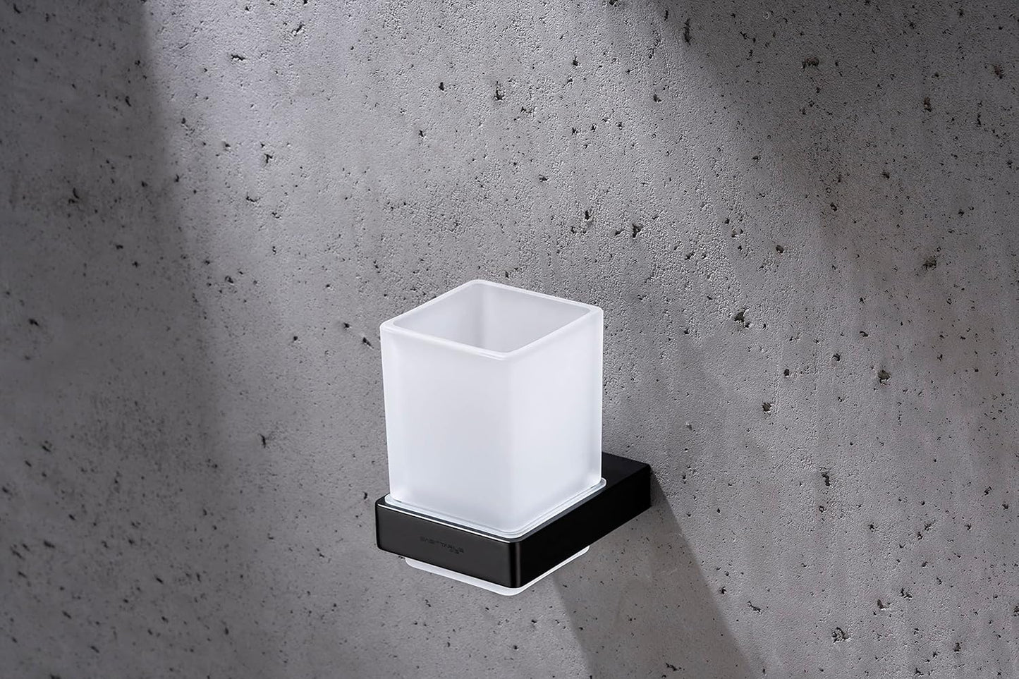 Design Zahnputzbecherhalter mit Glas, Schwarz