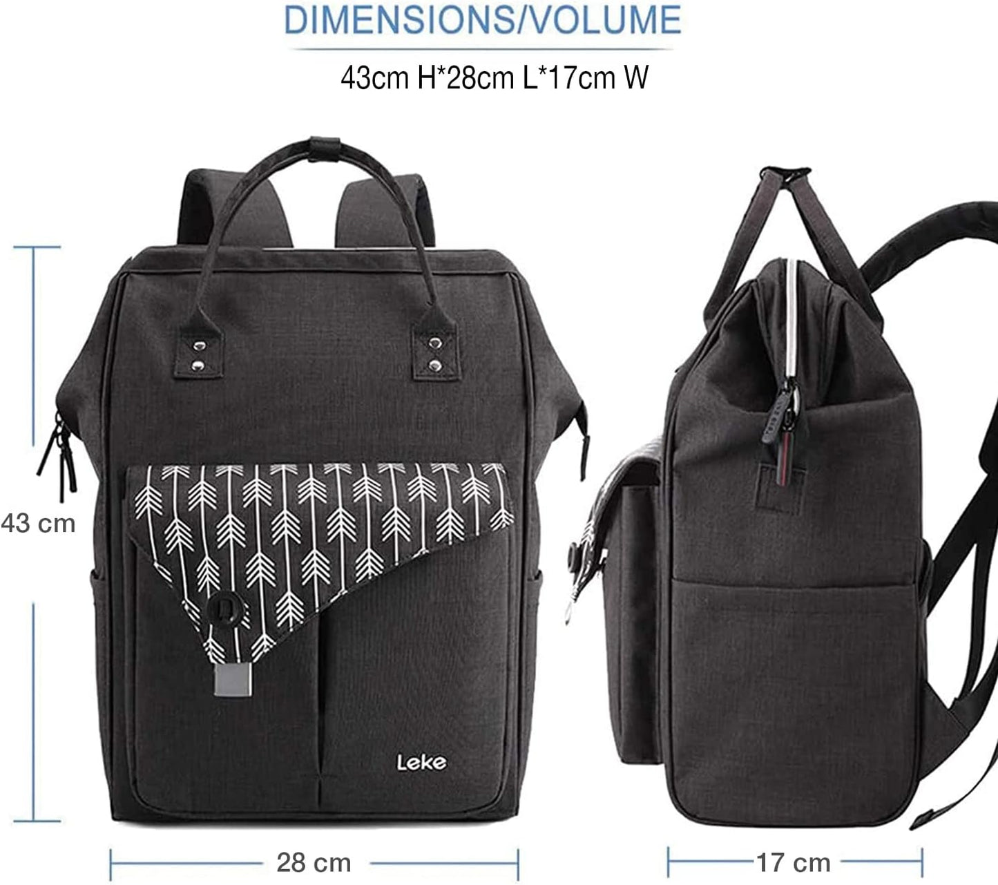 Rucksack mit Laptopfach & Anti-Diebstahl-Tasche, 15.6 Zoll Schwarz