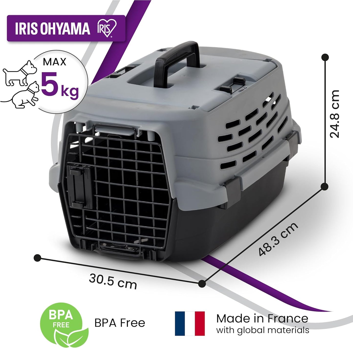 Katzentransportbox, Grau L48.3 x B30.5 x H24.8cm