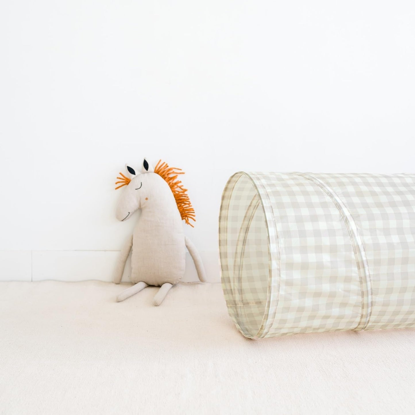 Krabbeltunnel 180 cm, Gingham Beige