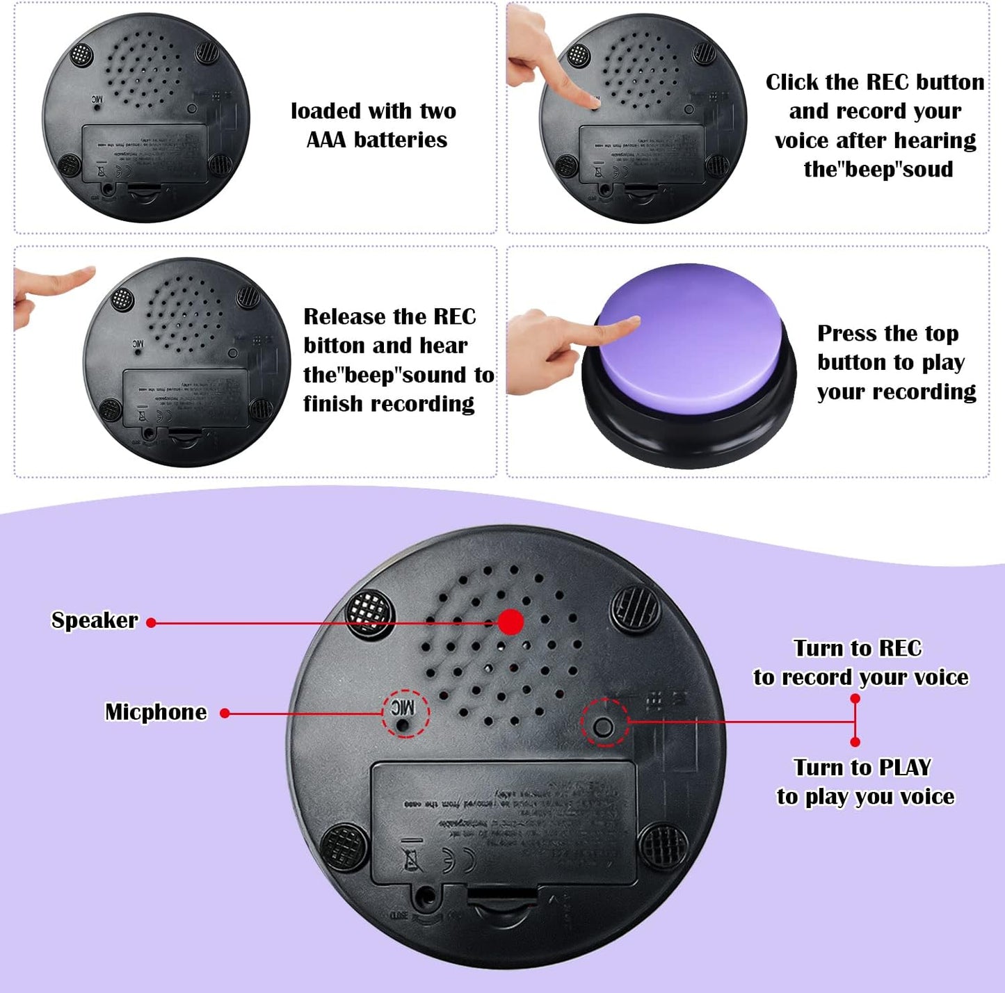 4-teiliges Recordable Answer Buzzer Set mit Aufnahmefunktion