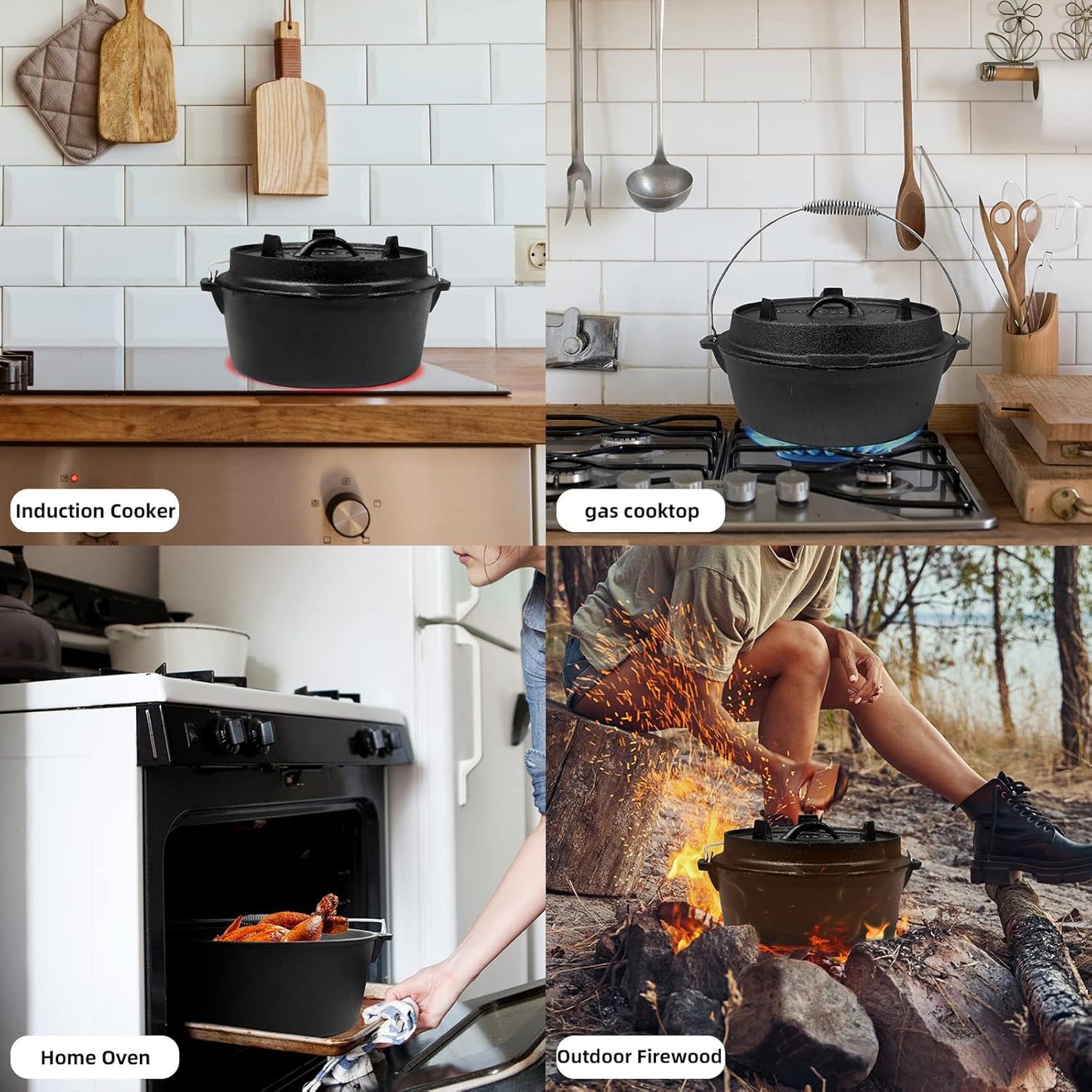 Dutch Oven Camping Set, 4,2 L, Ohne Beine