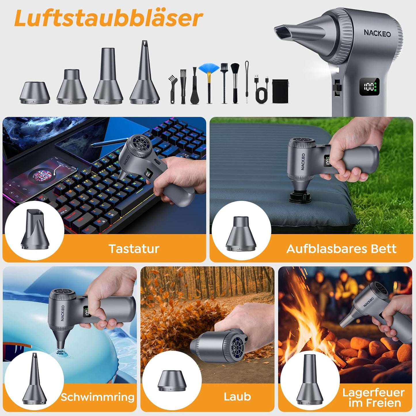 Kabelloses Mini-Luftgebläse mit 10500mAh Akku, 230000 U/min