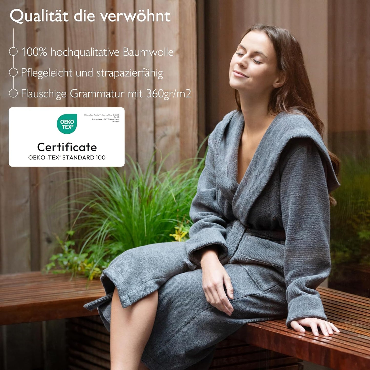 Bademantel Damen, M anthrazit