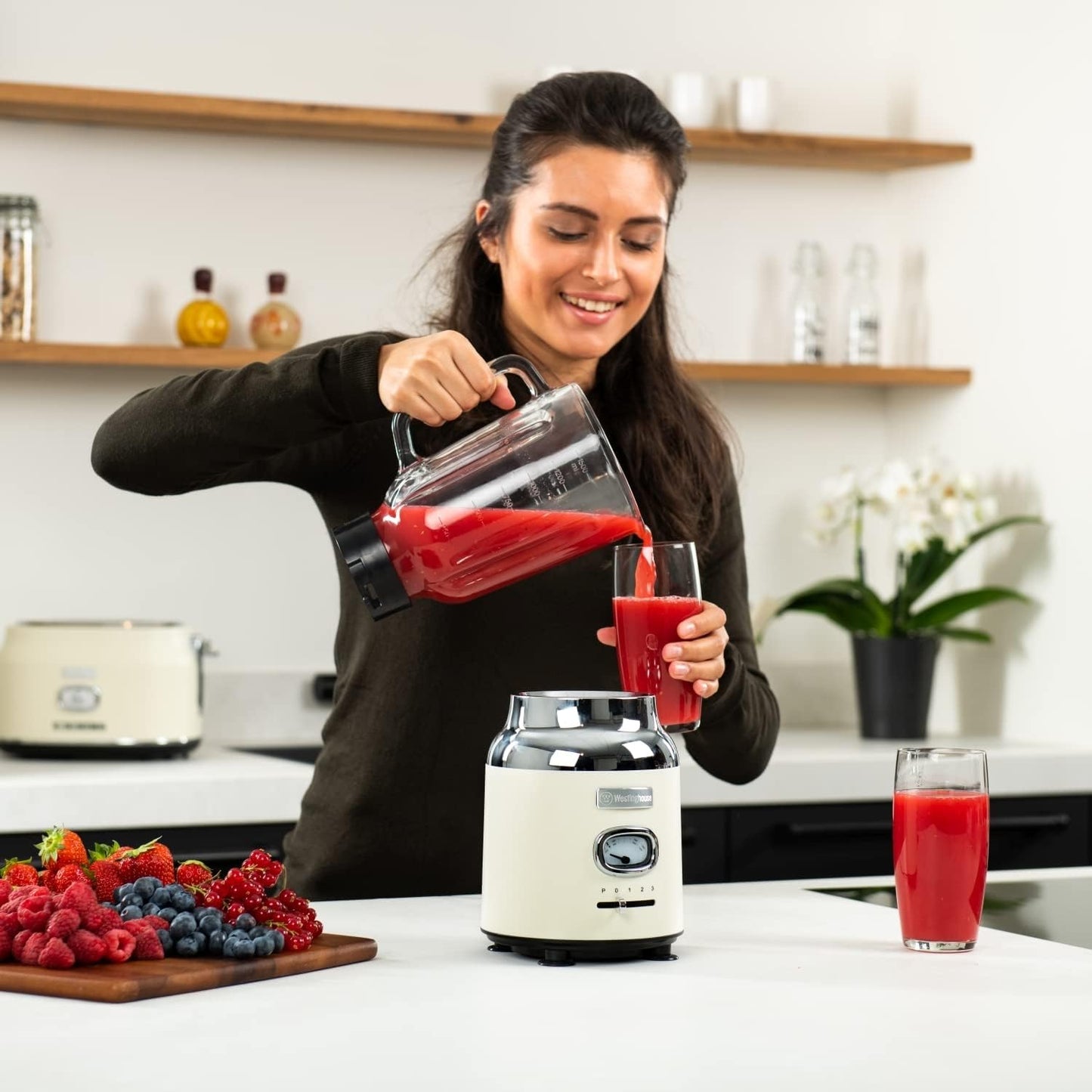 Retro Standmixer mit 1.5L Glasbehälte, Weiss