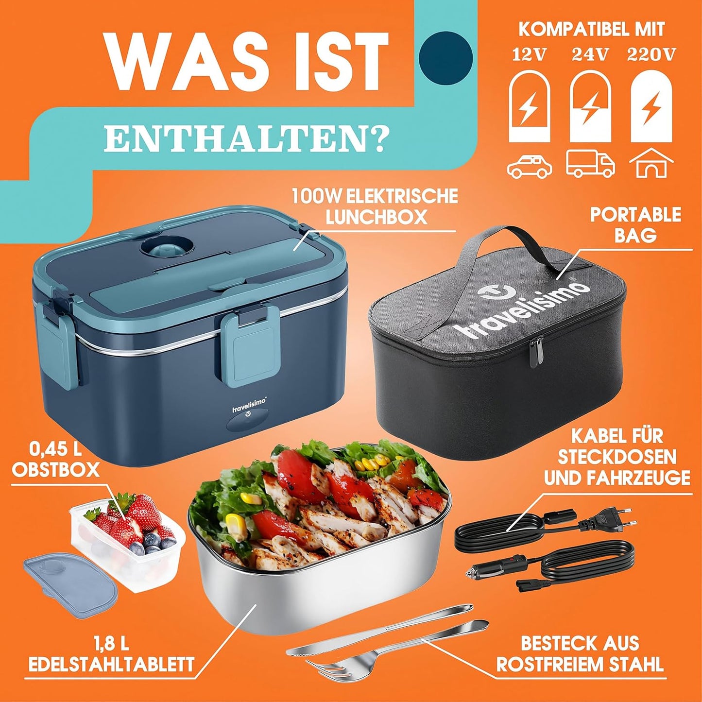 Elektrische Lunchbox XXL, Dunkelblau
