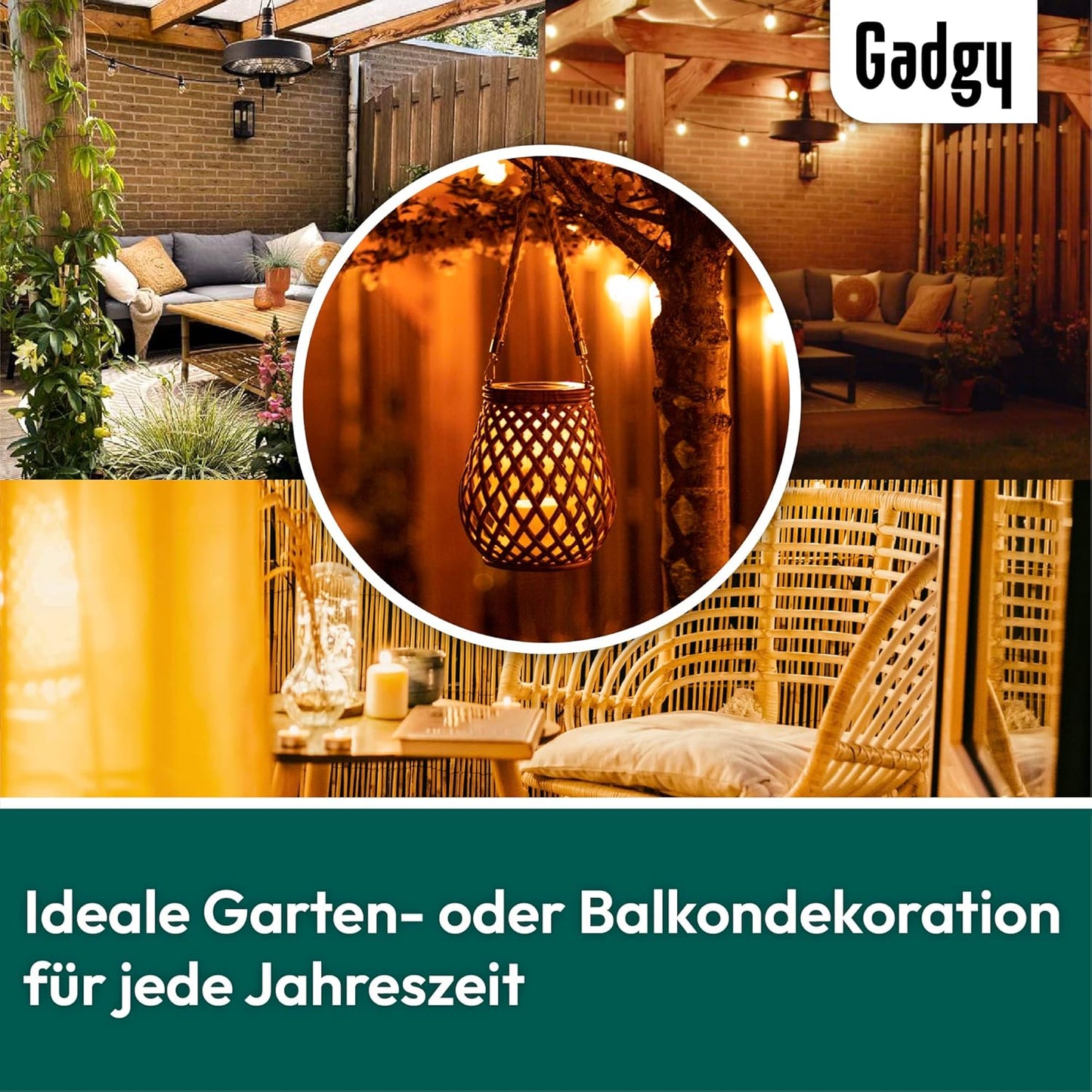 2er-Set Solarlampen in Rattan-Optik, Rattan-kreuzschlitz