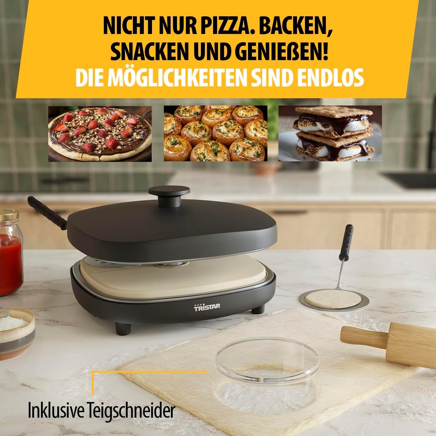 Pizza Maker, 28.5 x 28.5 x 17.5 cm Schwarz
