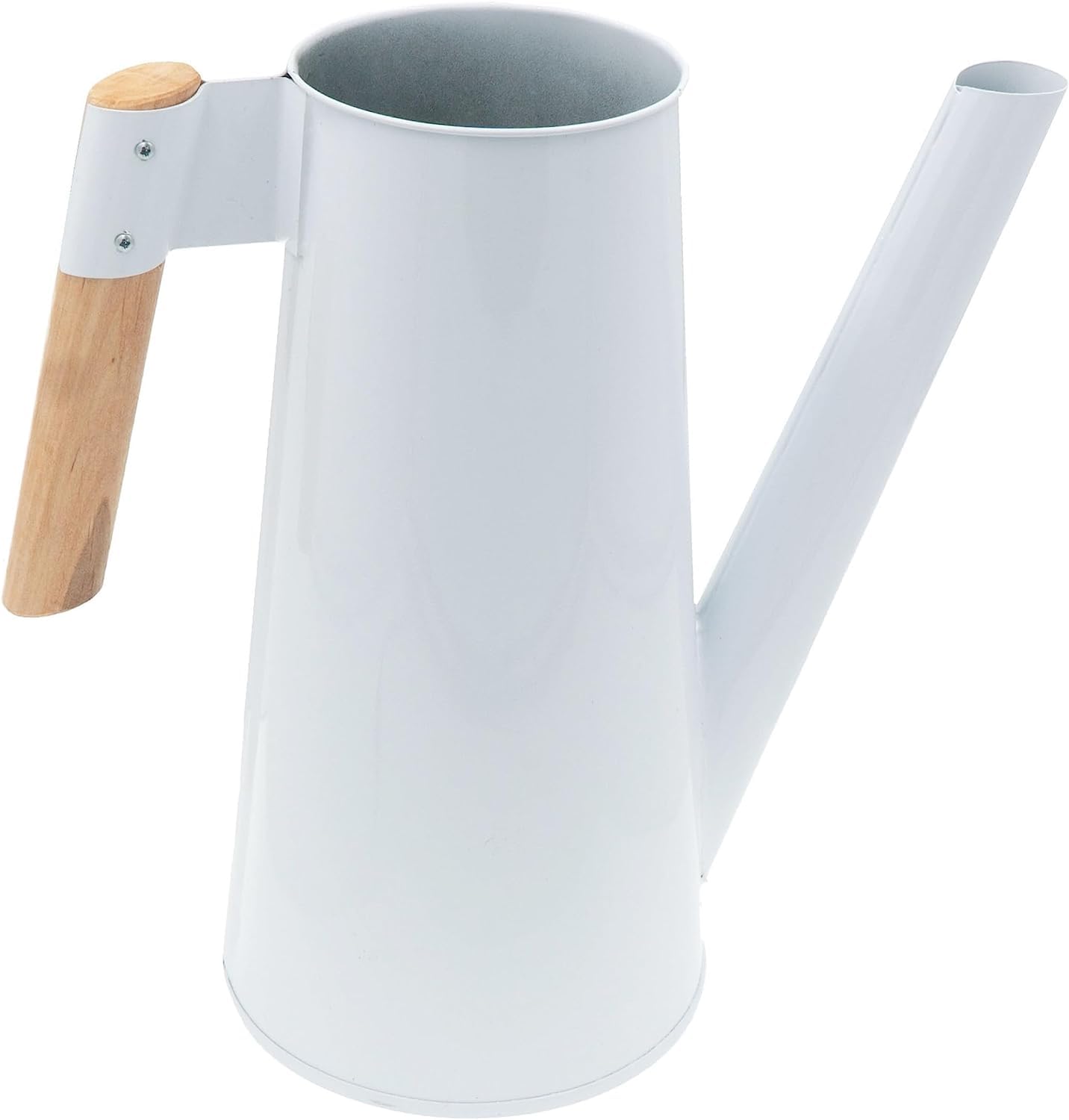Zinkgiesskanne 3 L mit Holzgriff, feuerverzinkt, Weiss
