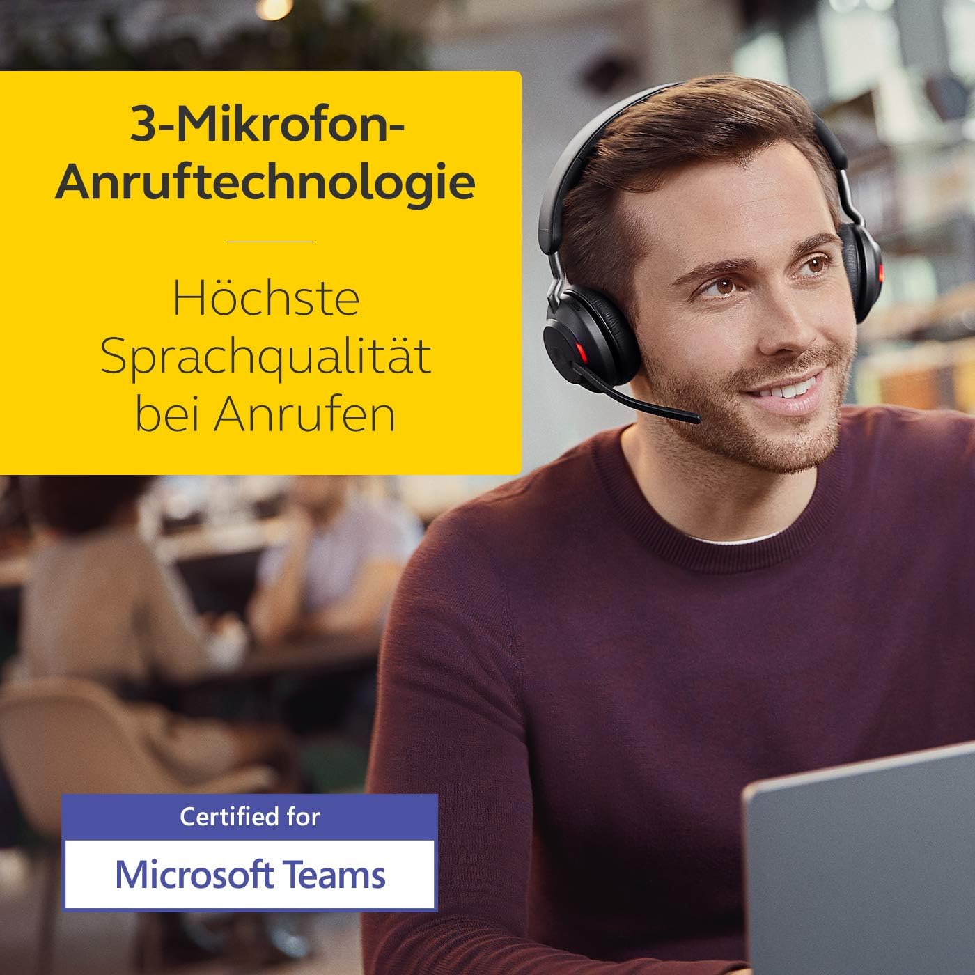 Evolve2 65 PC-Headset mit Ladestation, Stereo USB-A Adapter - Inklusive Halterung Optimiert für Microsoft Teams
