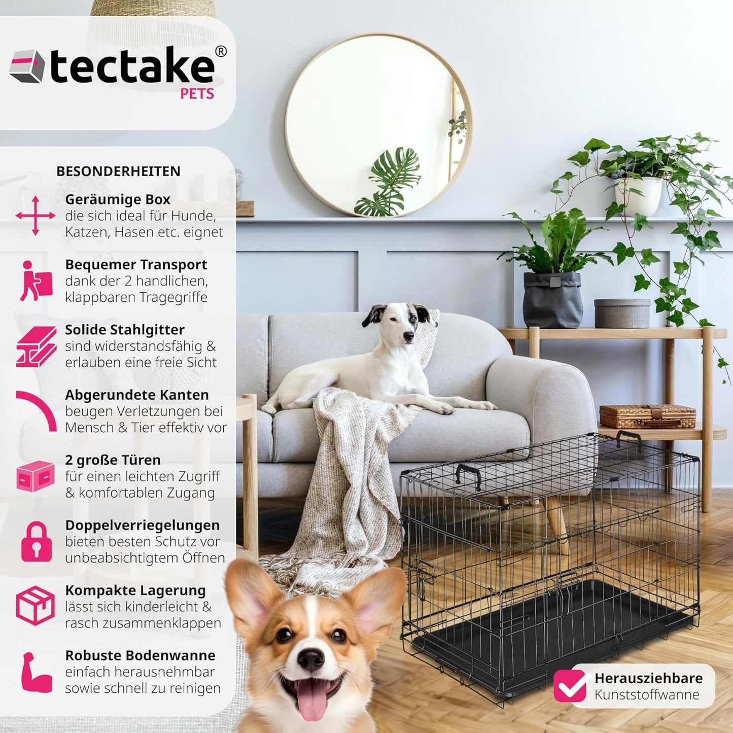 Faltbare Hundetransportbox, L 78 x B 48 x H 53 cm