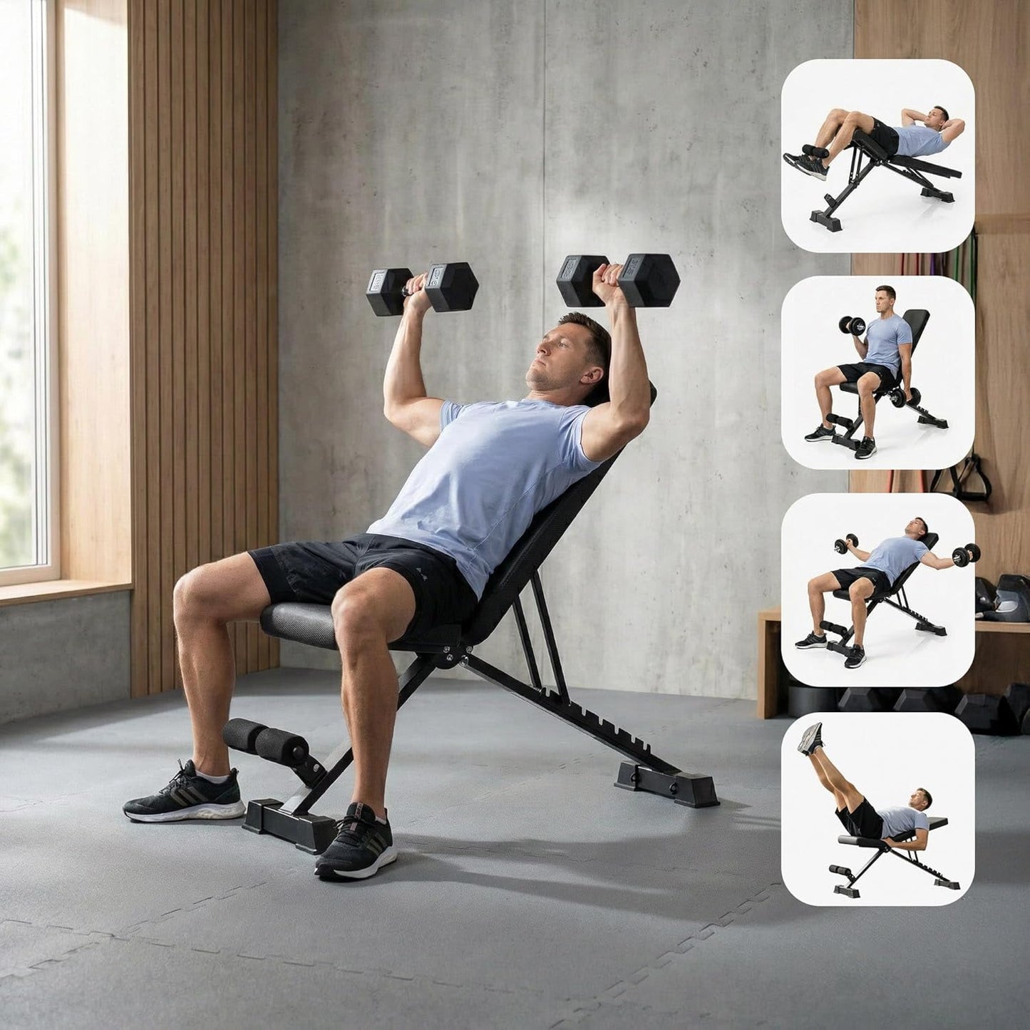 Klappbare verstellbare Trainingsbank, Black 150 kg Standard