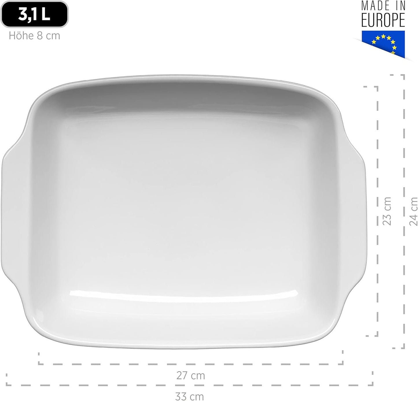 Rechteckige Keramik-Auflaufform Kitchen Time, Auflaufform eckig 4 Portionen Grau