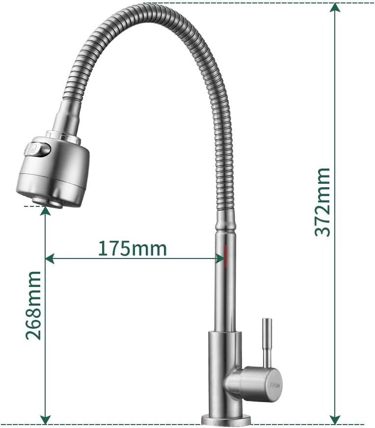 Küchenarmatur Schwenkbar, Gebürsteter-flexibler Küchenwasserhahn