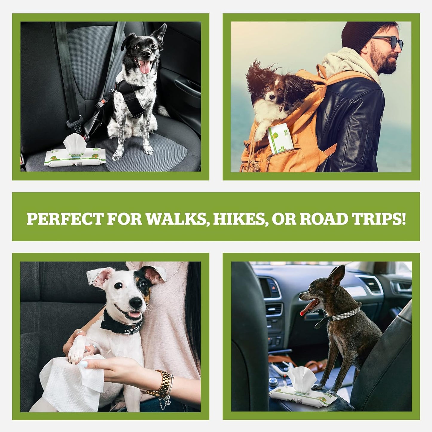 Feuchttücher für Hunde, 240-Stück Reisepaket Grüner Tee Duft
