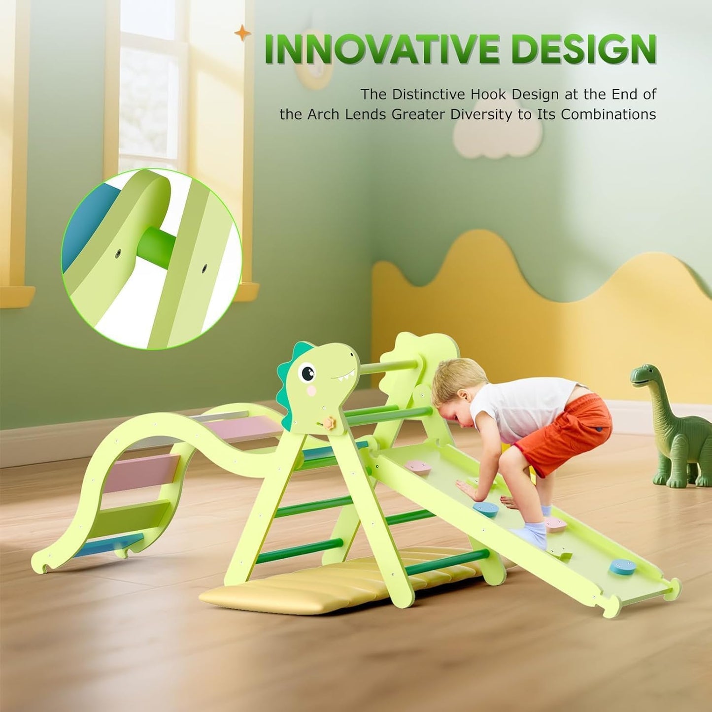 Kletterdreieck Indoor Set 9-in-1 für Kleinkinder, 0-7 grün