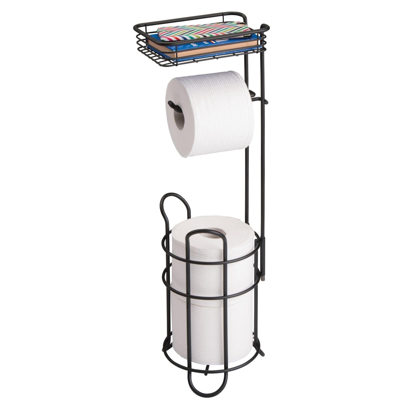Toilettenpapierhalter mit Regal, Mattschwarz