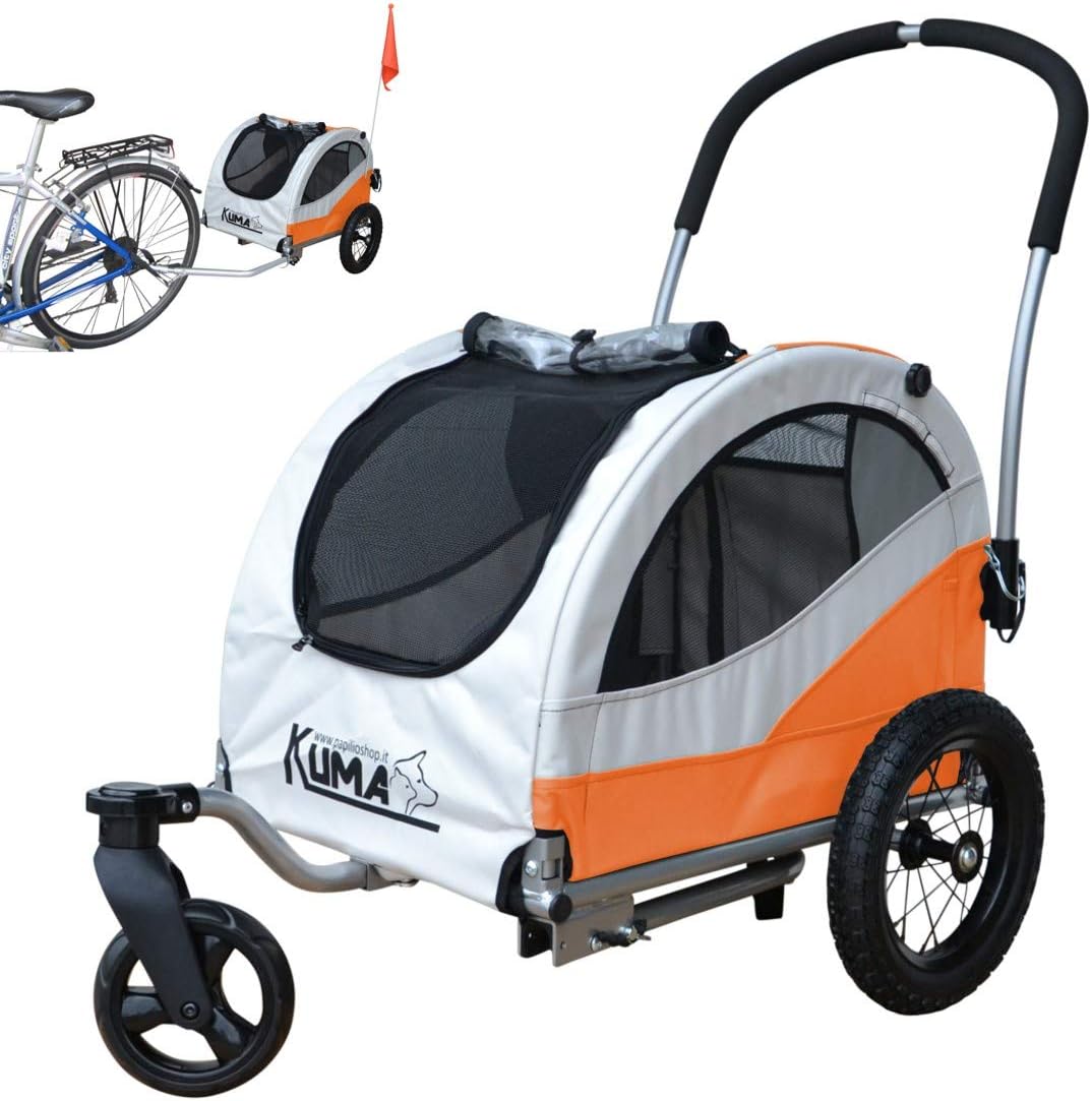 Kuma 3-in-1 Hundeanhänger, Fahrradanhänger & Buggy, Orange