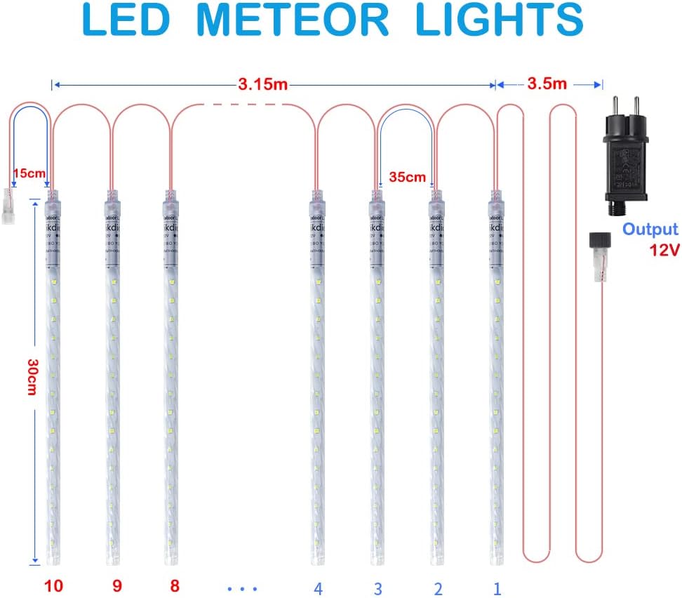 Meteor-Dusche Lichterkette, Blau / 10 Tubes-30CM