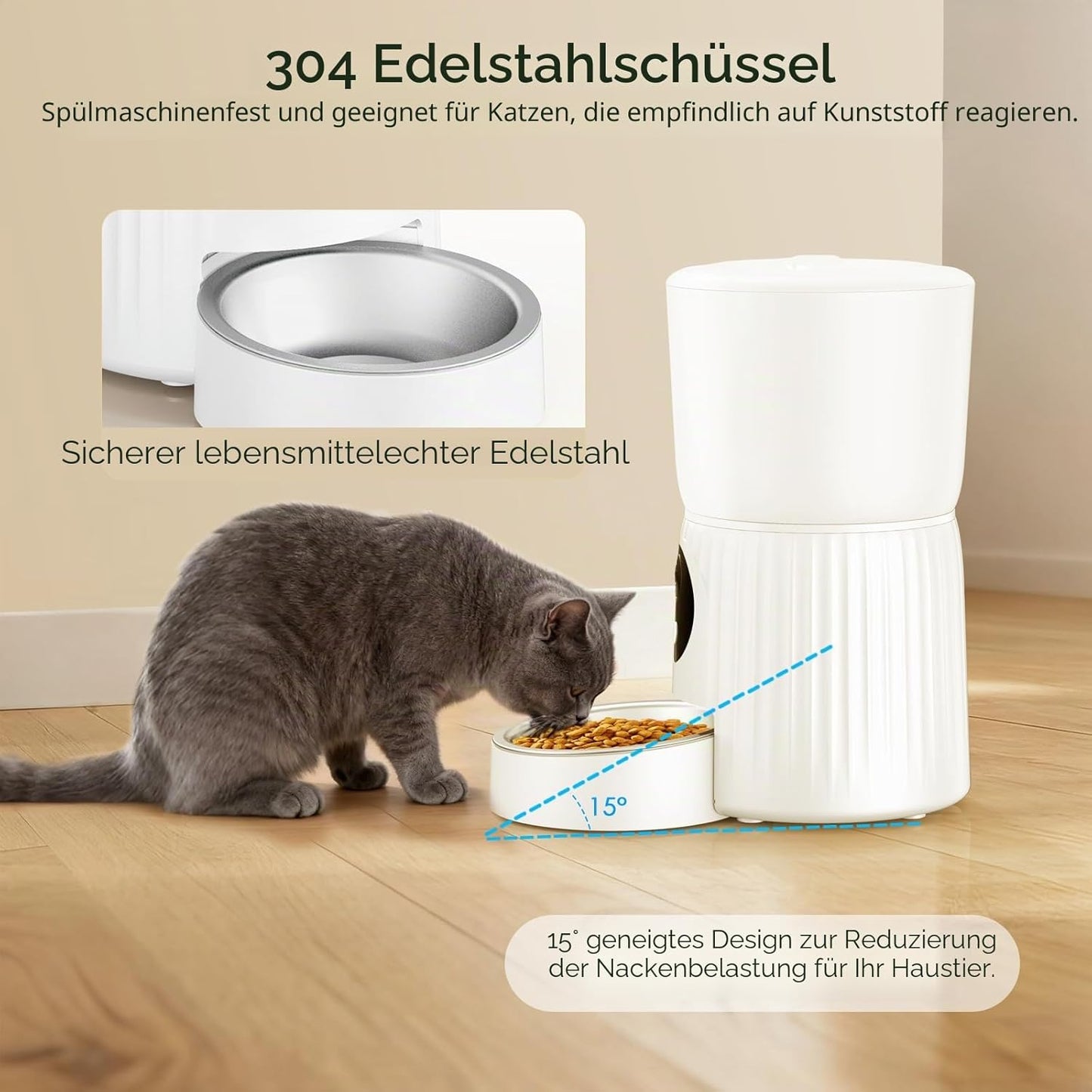 Futterautomat PF24 mit HD Video & App-Steuerung, Weiss