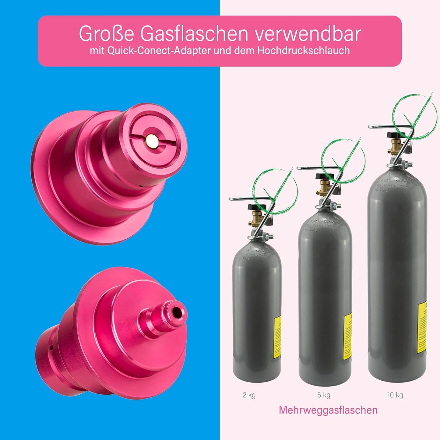 CO2 Adapter-Schlauch für Wassersprudler (1,5m), Schwarz