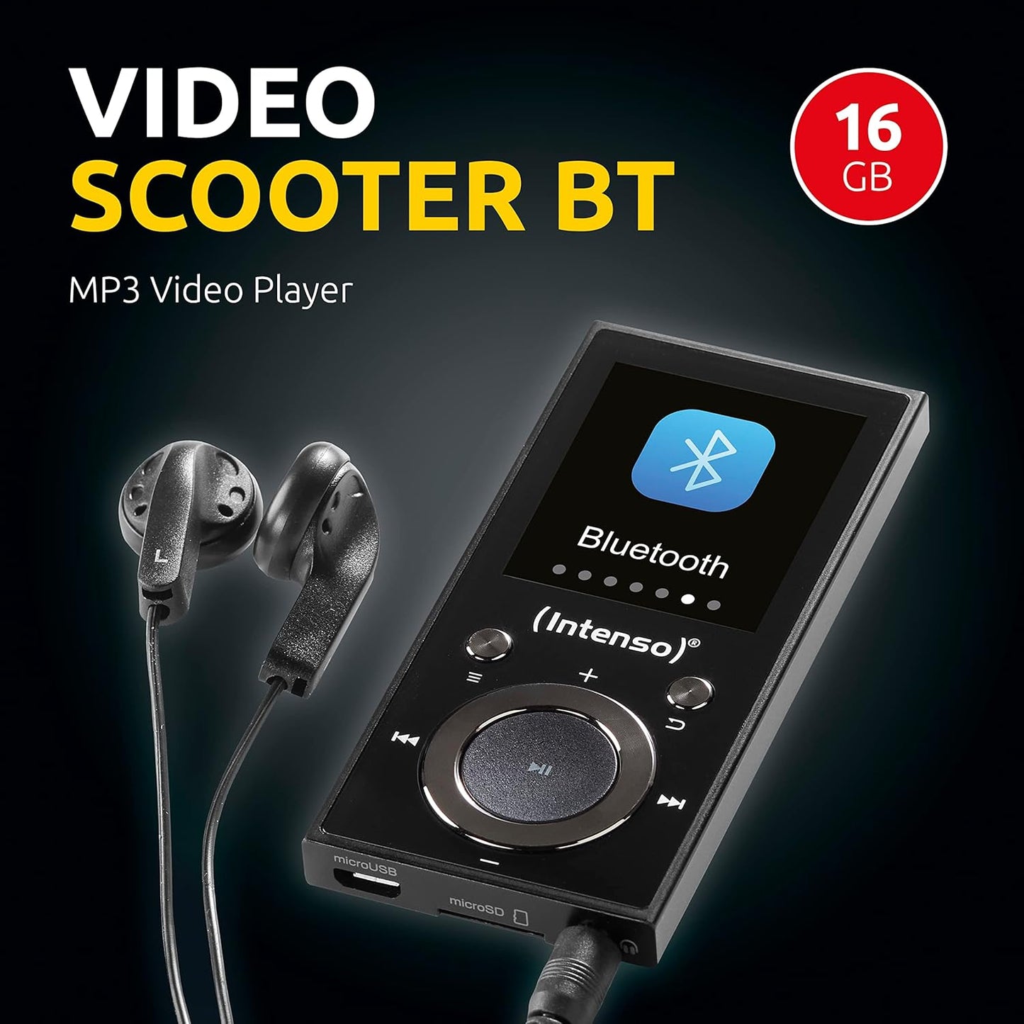 Video Scooter BT mit Bluetooth - MP3 Player, schwarz 16GB Single