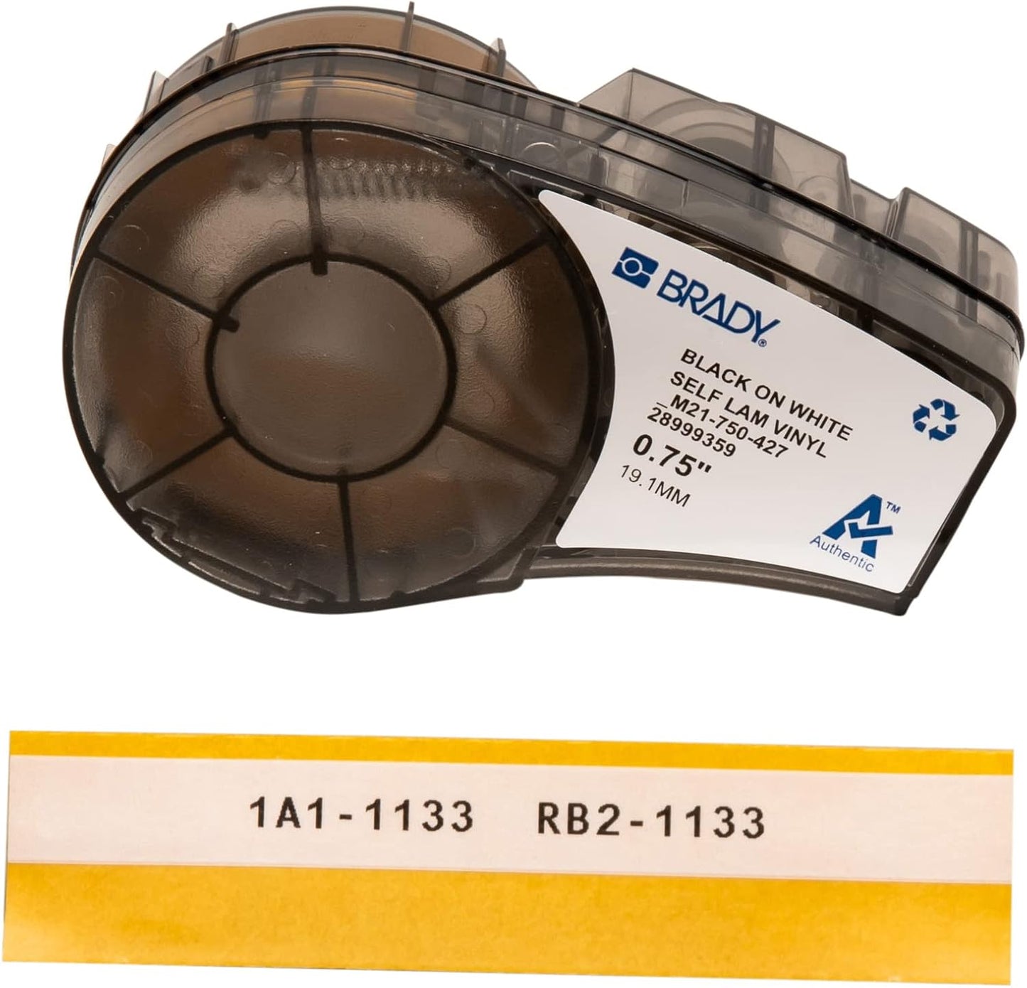 Vinyl-Etikettenrolle M21-750-427 (19 mm x 4,3 m), Etikett Self-Laminating Vinyl - Schwarz auf Weiss, 19.05 mm x 4.30 m Leitung und Kabel ID & Labor